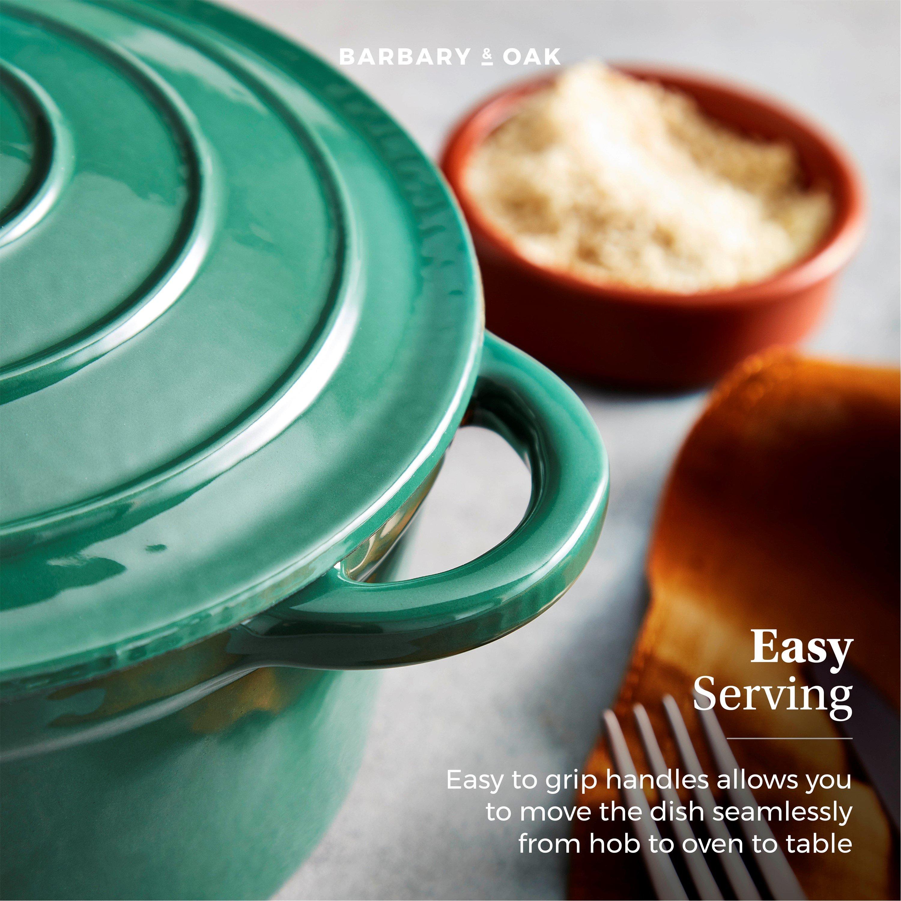 Green - Barbary And Oak - 20cm Round Casserole Cast Iron - 7