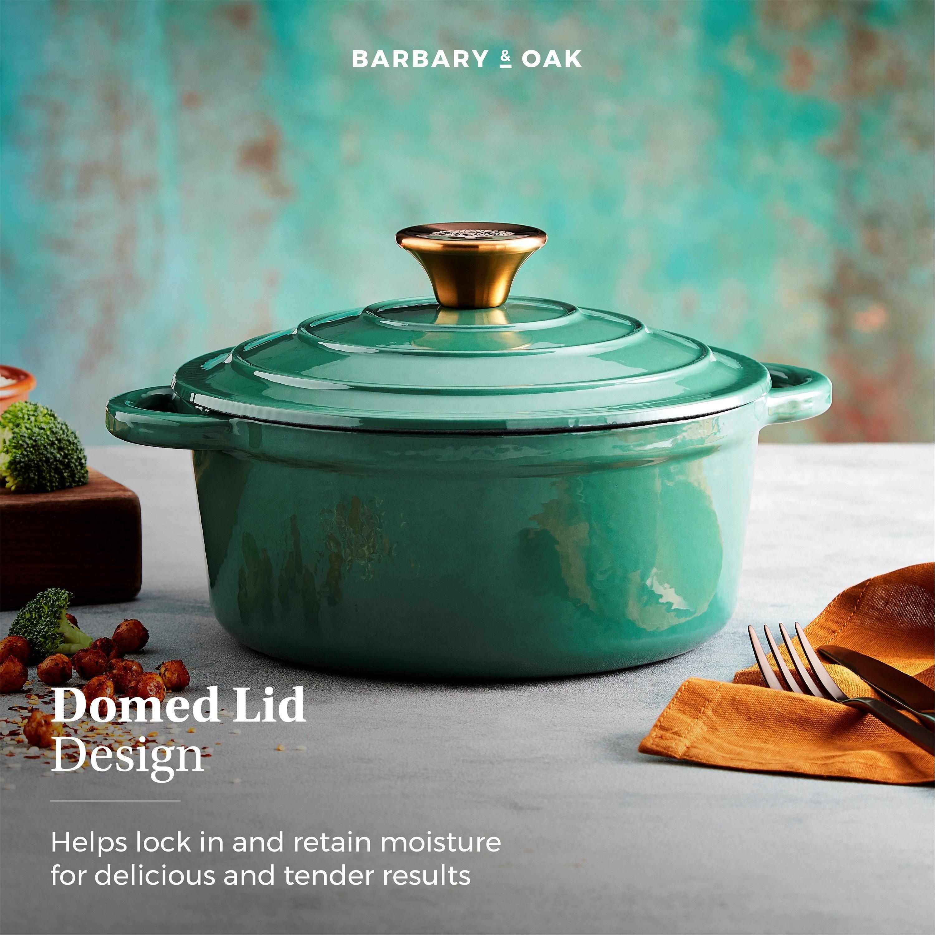 Green - Barbary And Oak - 20cm Round Casserole Cast Iron - 8