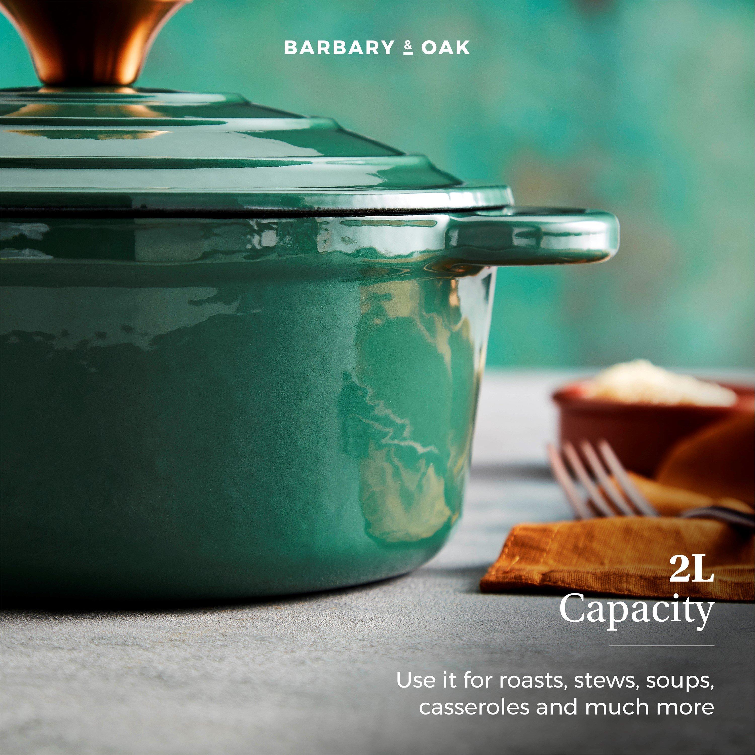 Green - Barbary And Oak - 20cm Round Casserole Cast Iron - 9
