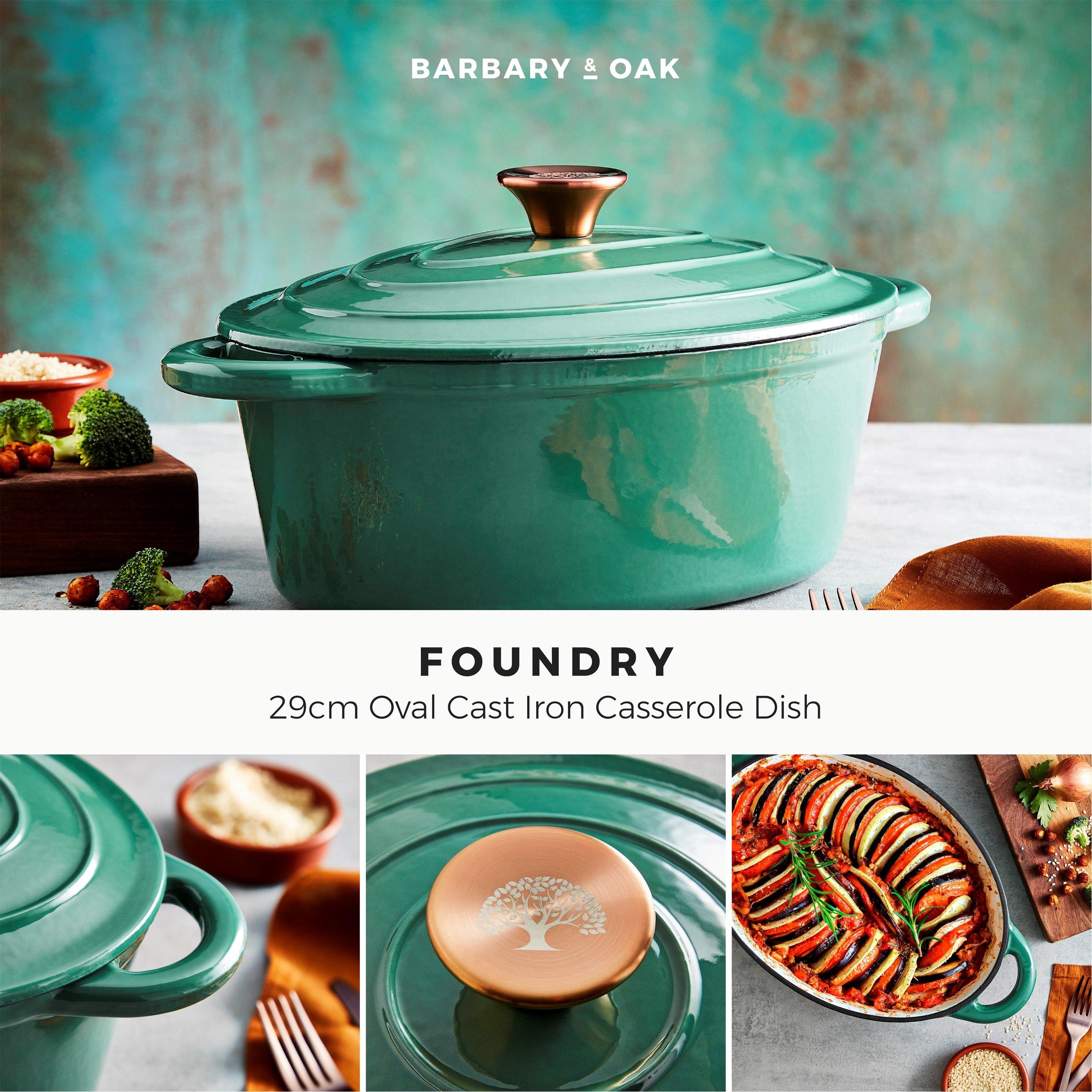Green - Barbary And Oak - 29cm Oval Casserole Cast Iron - 2
