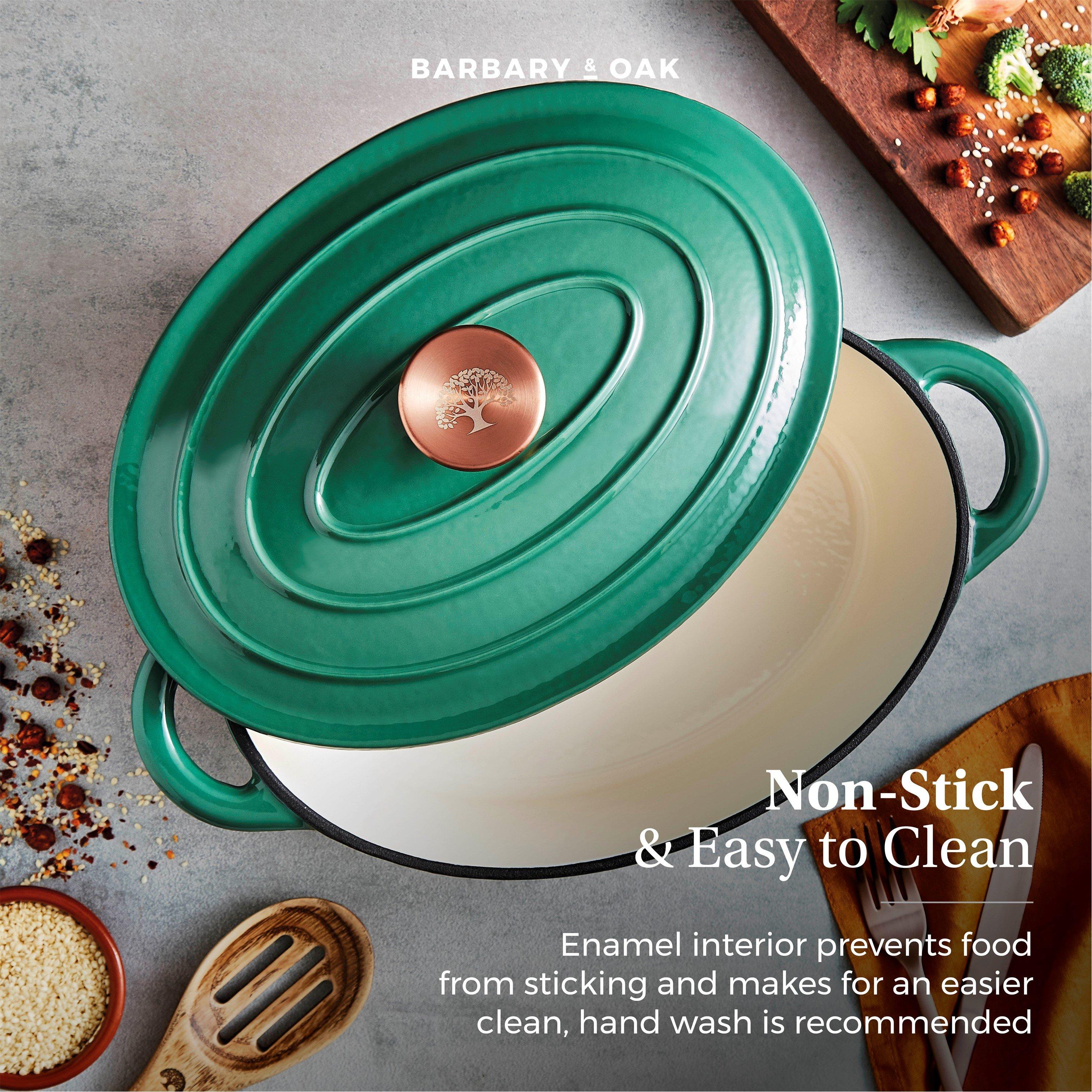 Green - Barbary And Oak - 29cm Oval Casserole Cast Iron - 4
