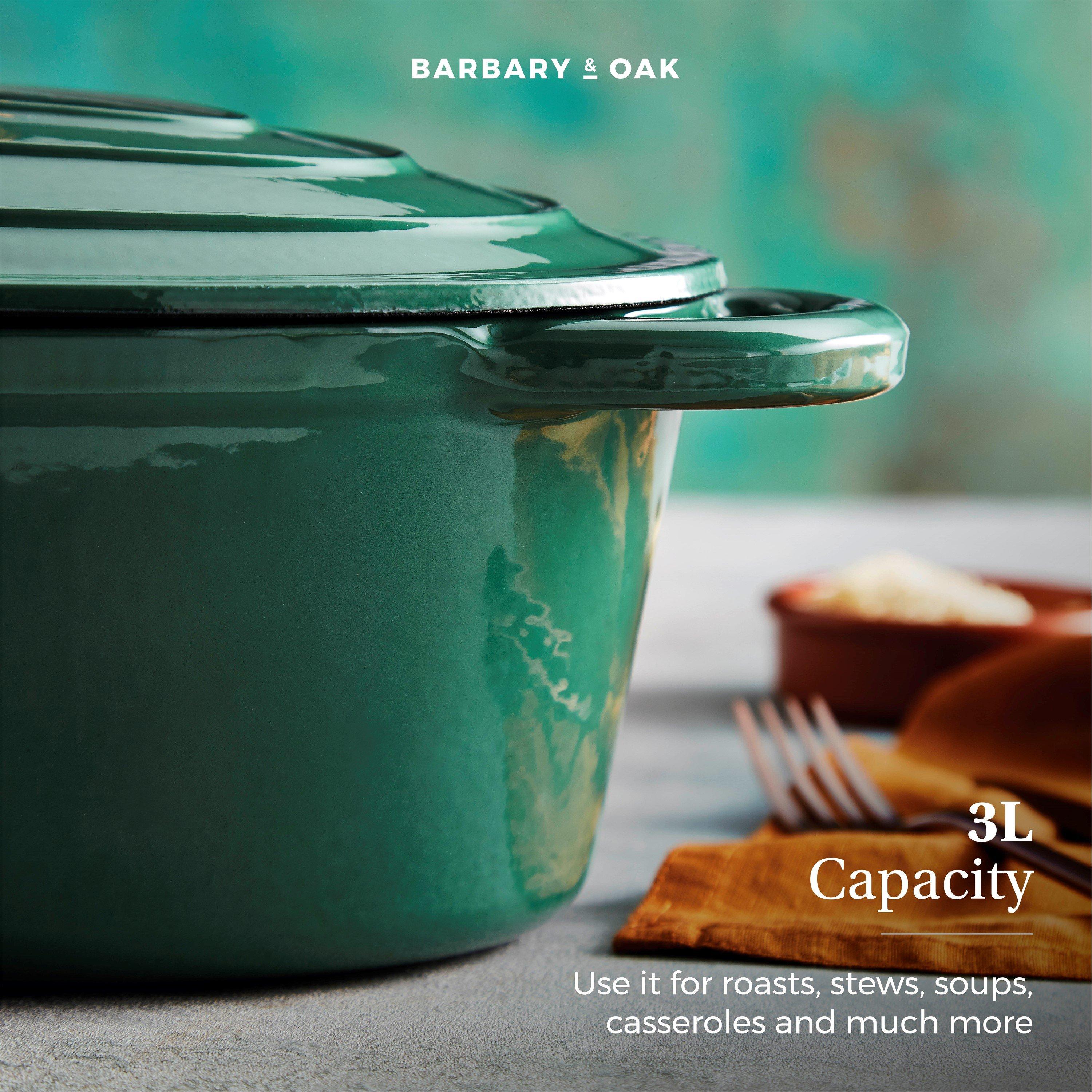 Green - Barbary And Oak - 29cm Oval Casserole Cast Iron - 9