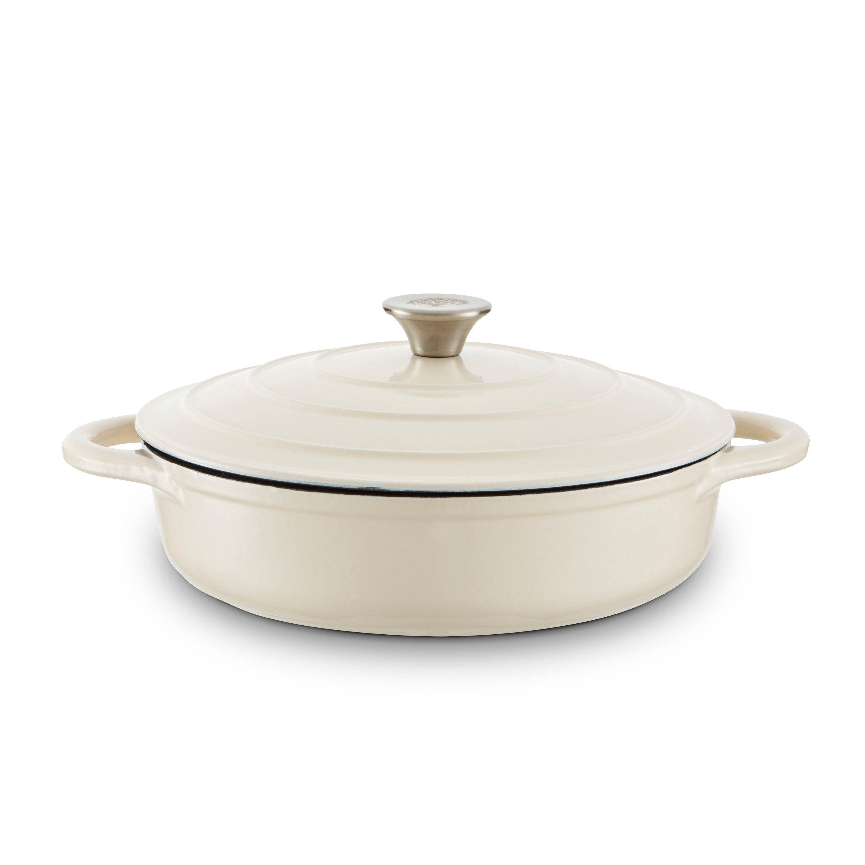 Barbary And Oak  Foundry 28Cm Shallow Cast Iron Casserole Camembert - Cream - Medium