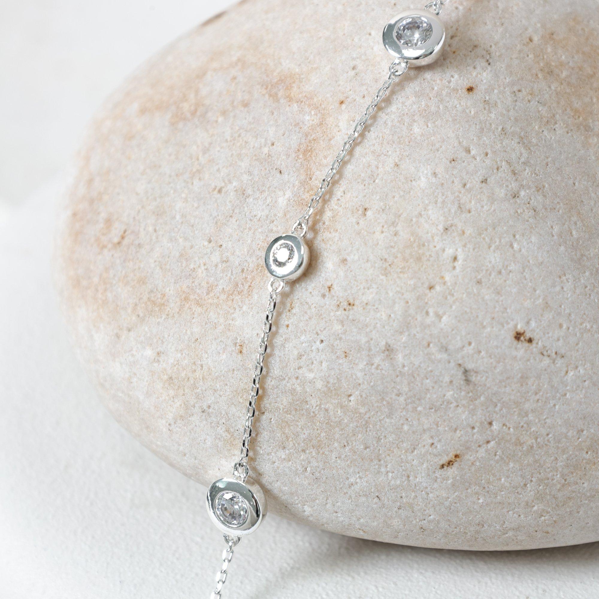 Silver - Jon Richard - Silver Plated and CZ Besel Station Bracelet - 2