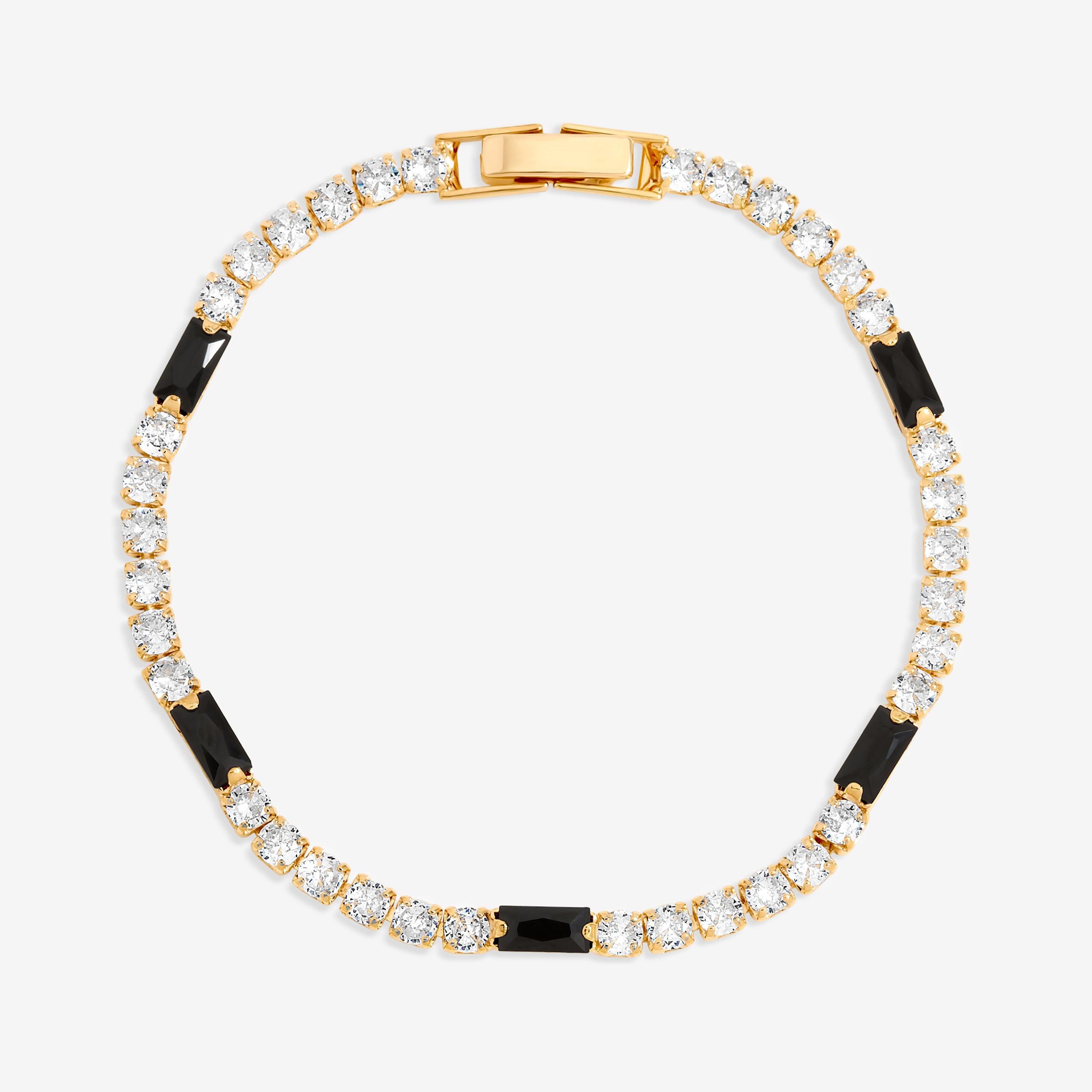 Gold - Jon Richard - Gold Plated Round Stone and Jet Tennis Bracelet - 1