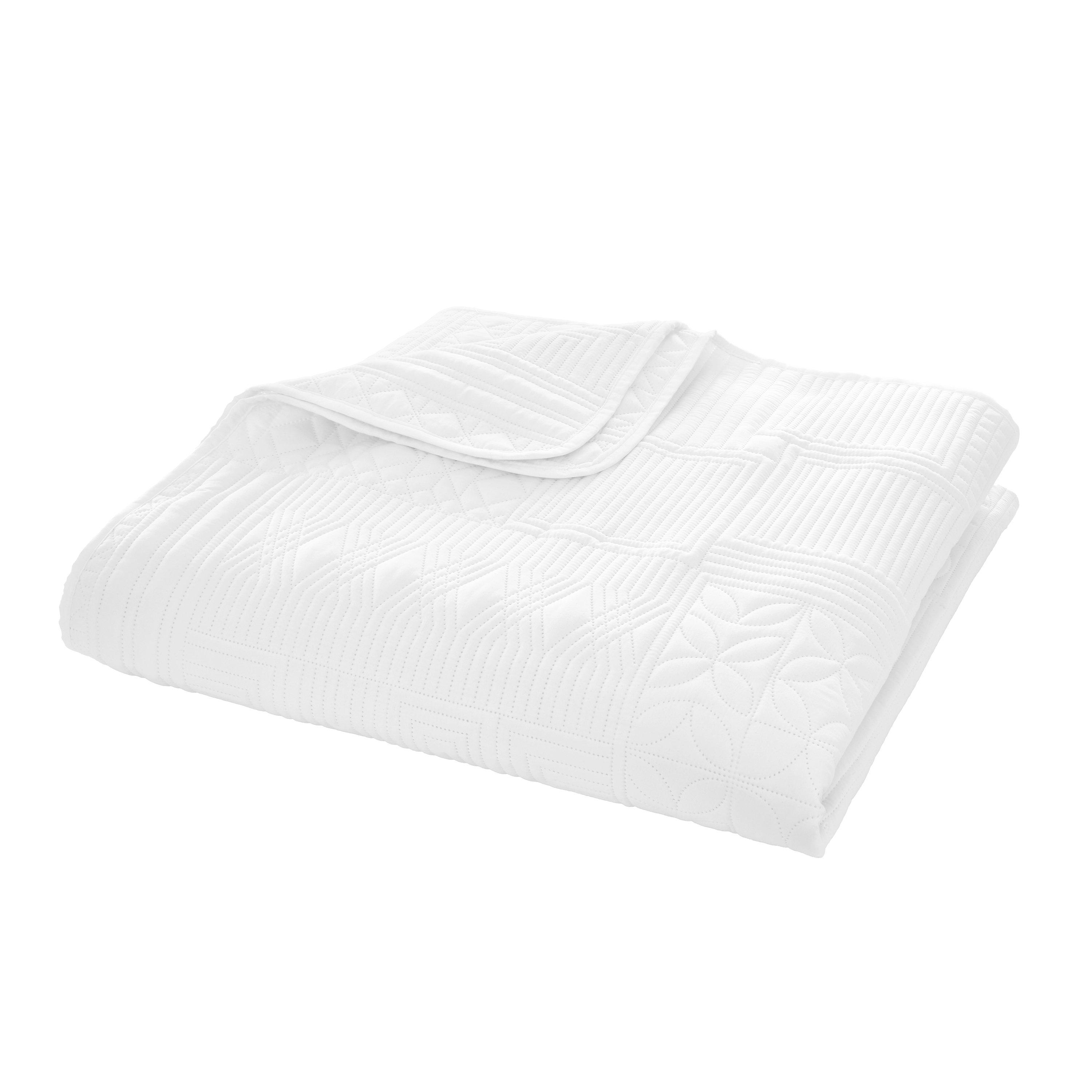 White - Catherine Lansfield - Folkstone Geo Bedspread - 3