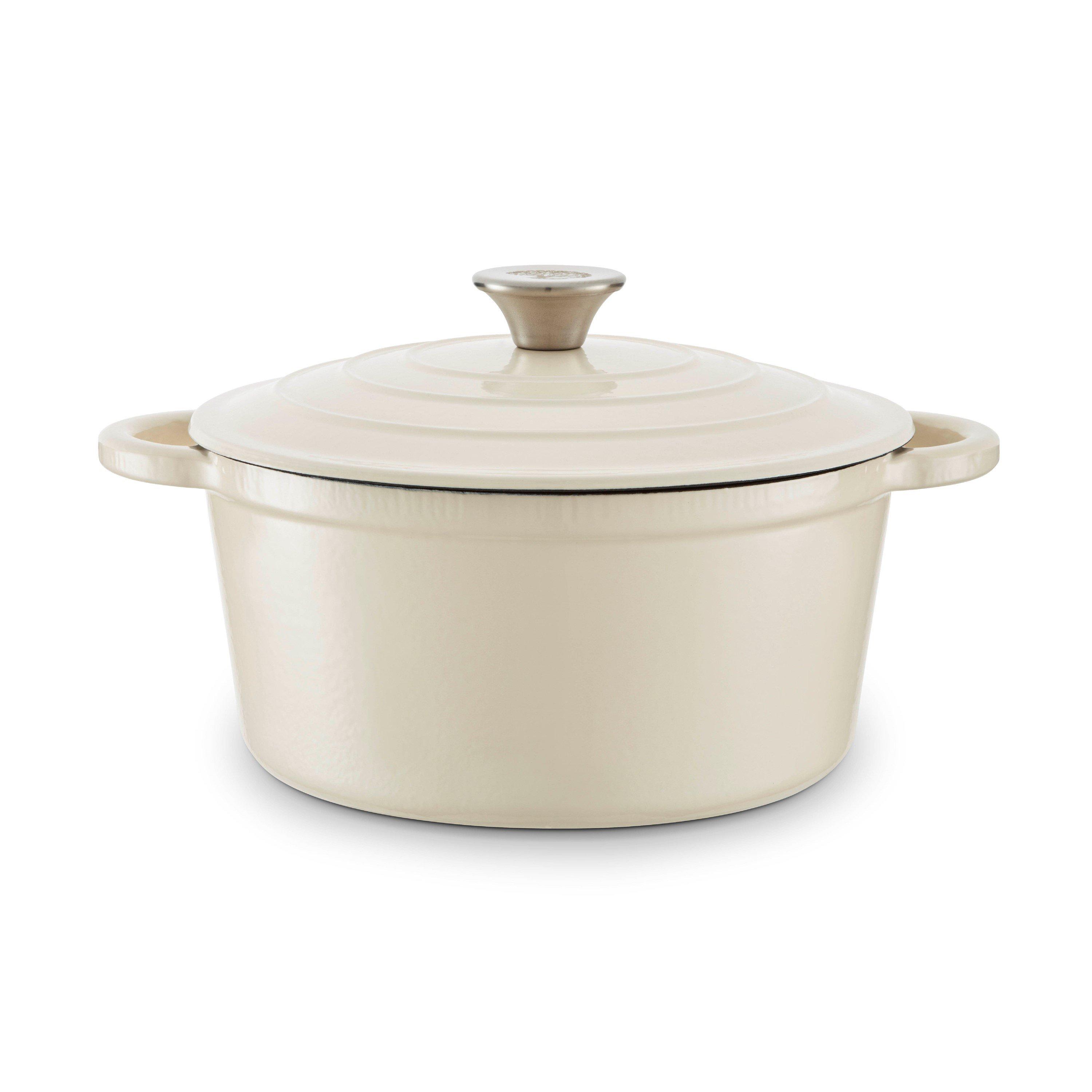 Cream - Barbary And Oak - Foundry 24cm Round Cast Iron Casserole Camembert - 1