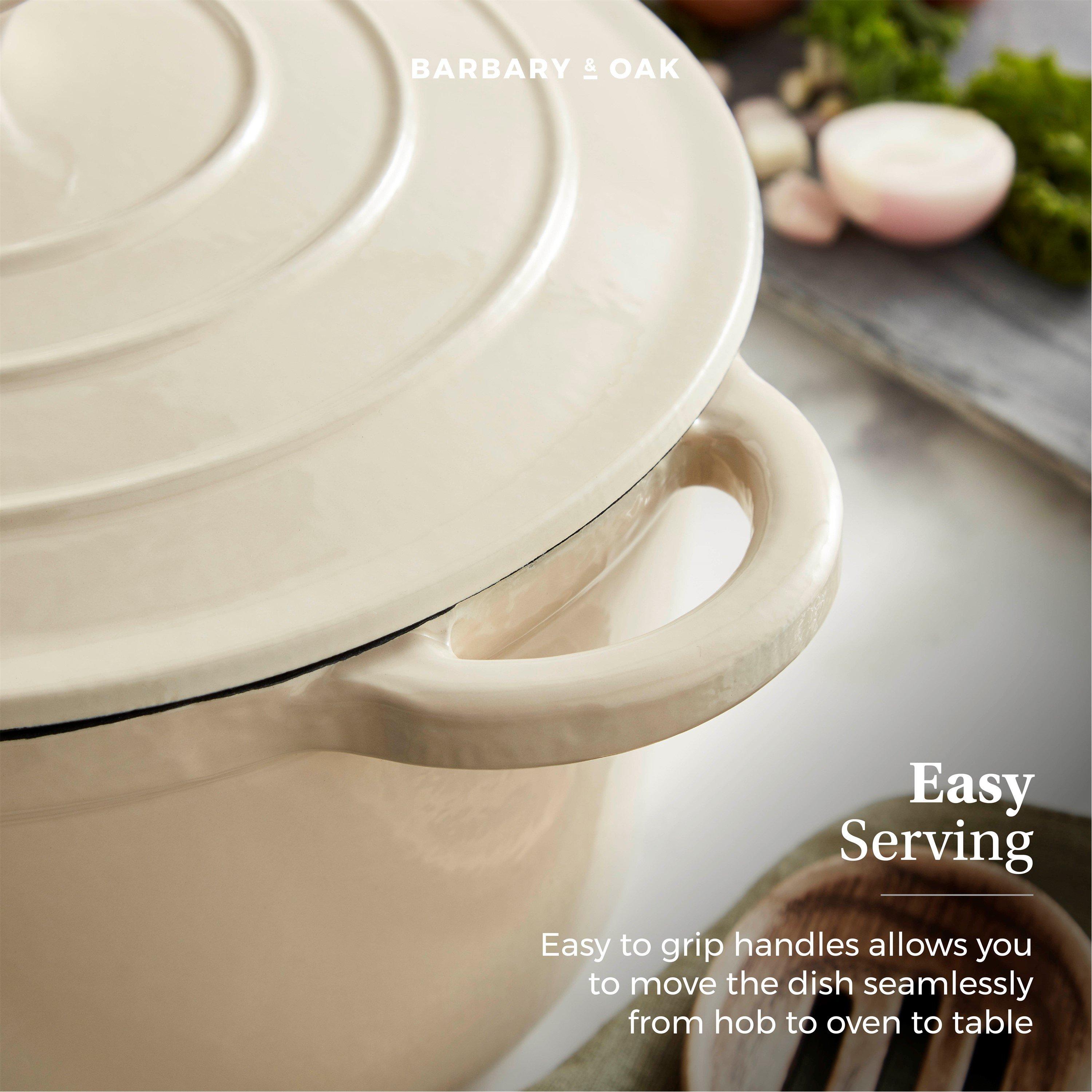 Cream - Barbary And Oak - Foundry 24cm Round Cast Iron Casserole Camembert C - 7