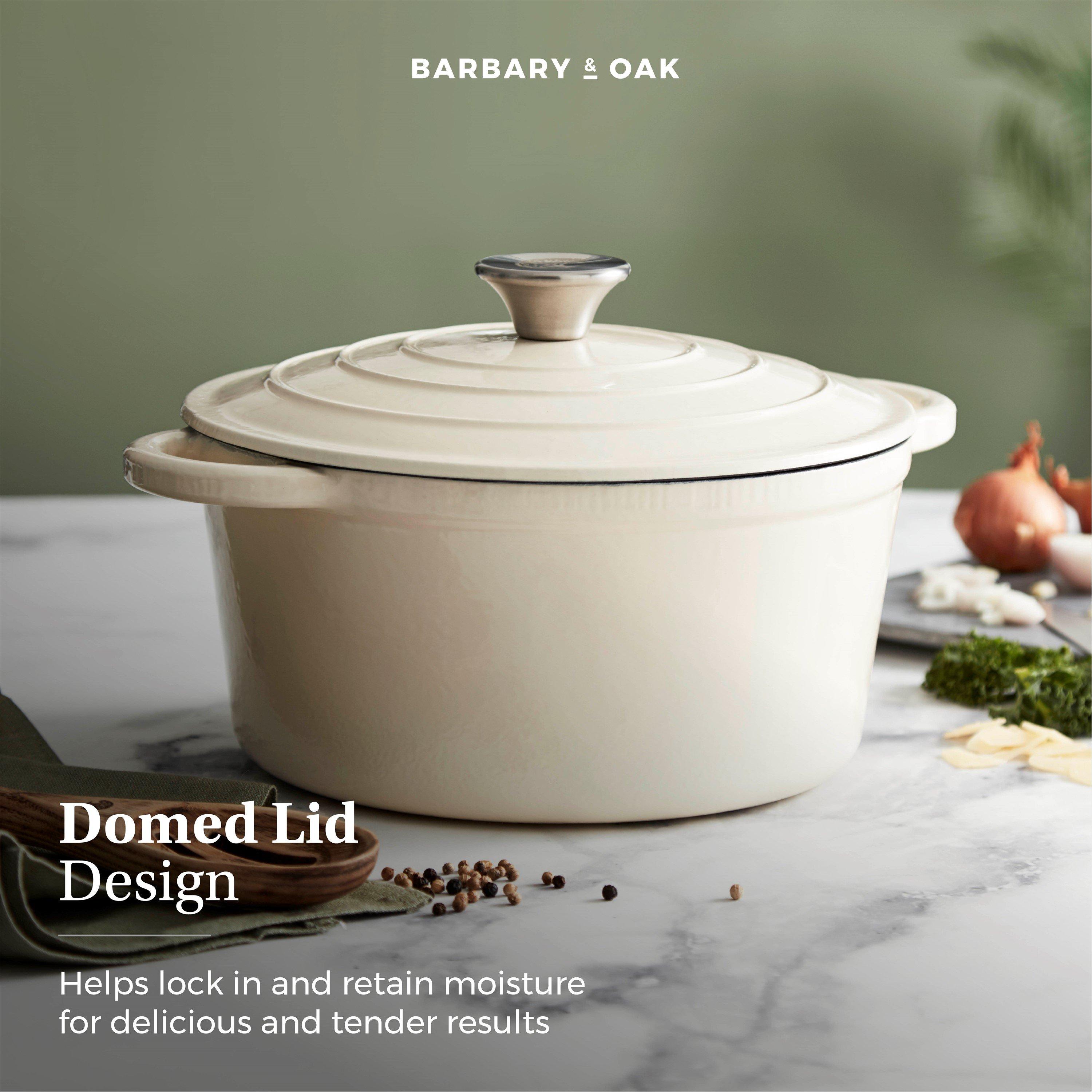 Cream - Barbary And Oak - Foundry 24cm Round Cast Iron Casserole Camembert C - 8