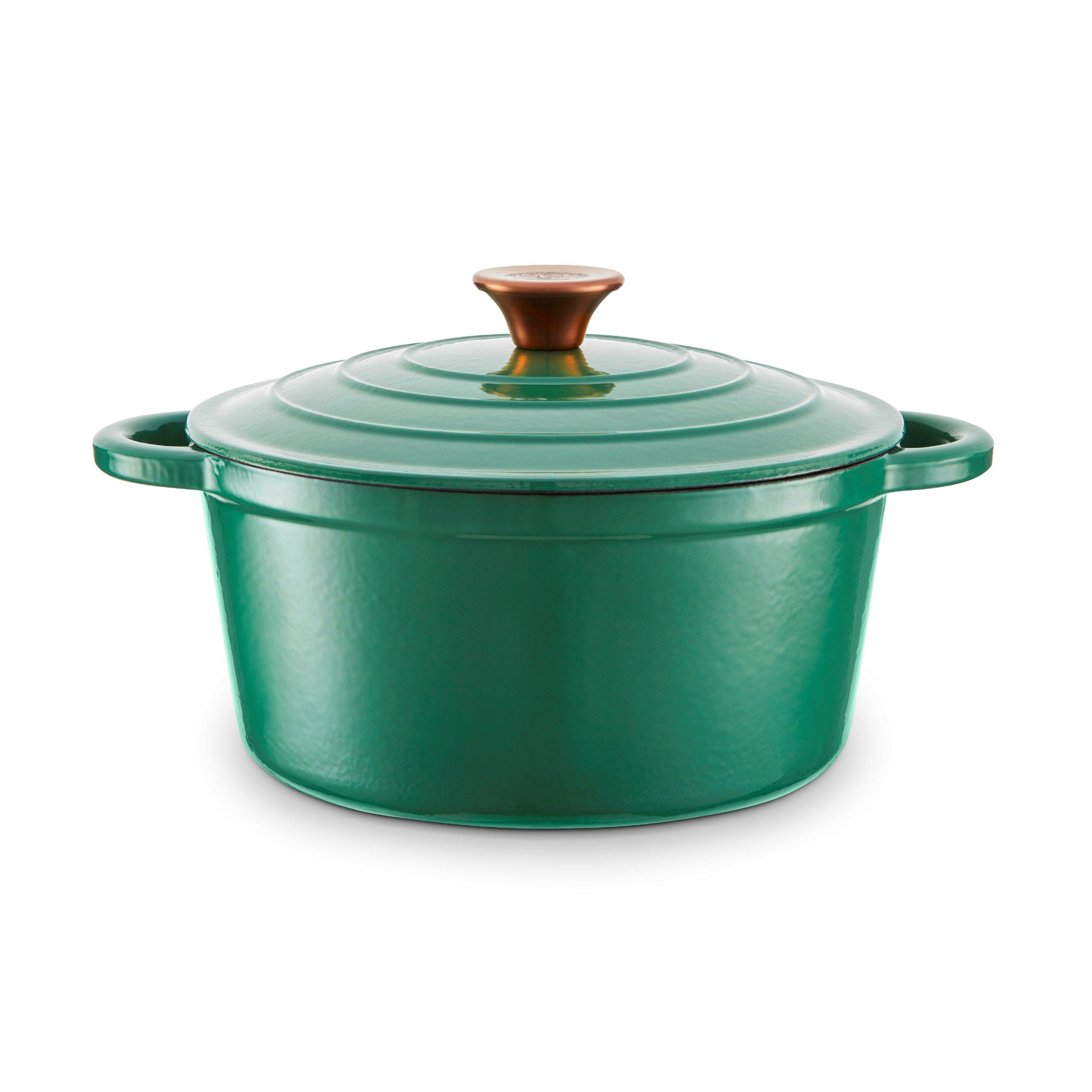 Green - Barbary And Oak - 24cm Round Casserole Cast Iron - 1