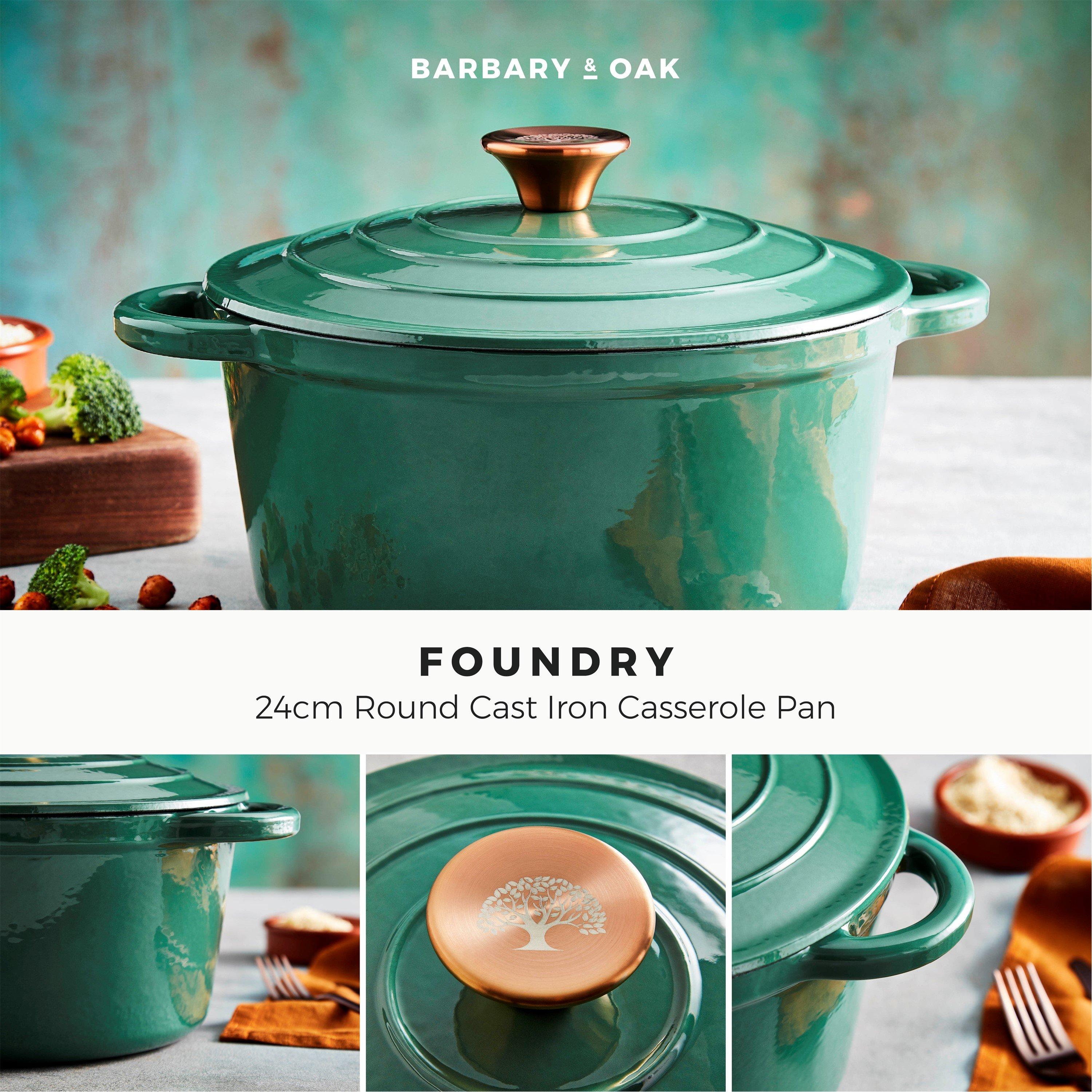 Green - Barbary And Oak - 24cm Round Casserole Cast Iron - 2