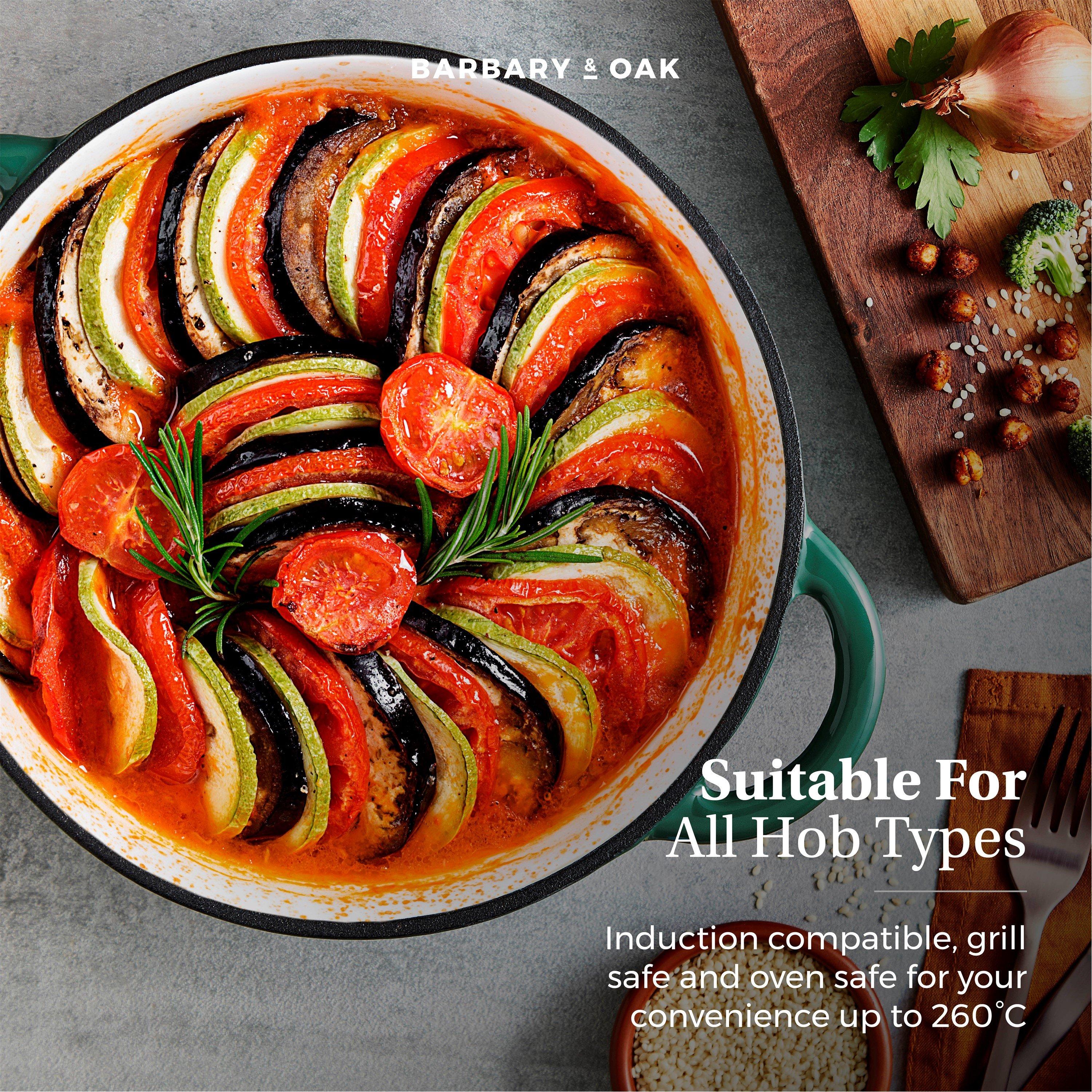 Green - Barbary And Oak - 24cm Round Casserole Cast Iron - 5