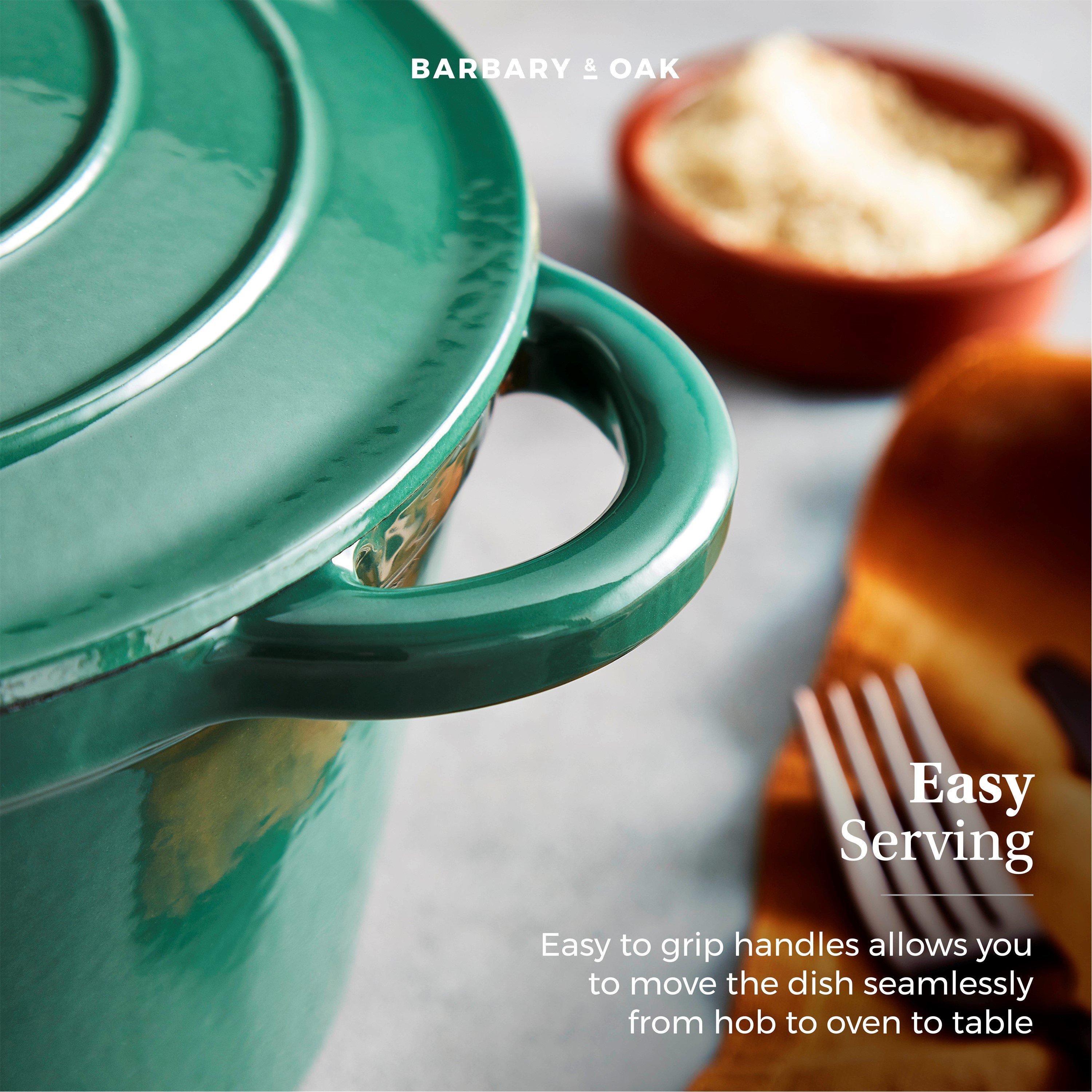 Green - Barbary And Oak - 24cm Round Casserole Cast Iron - 7