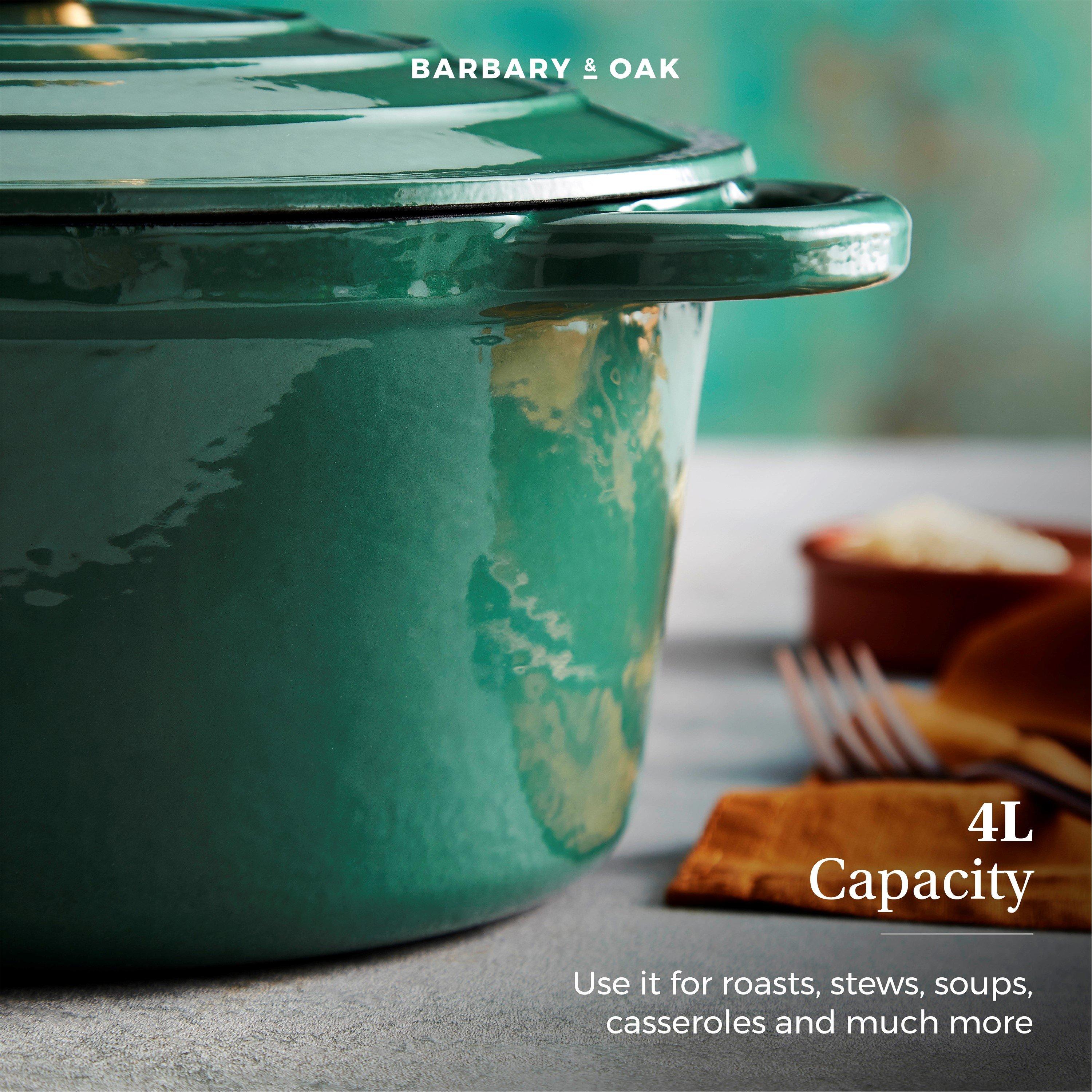 Green - Barbary And Oak - 24cm Round Casserole Cast Iron - 9