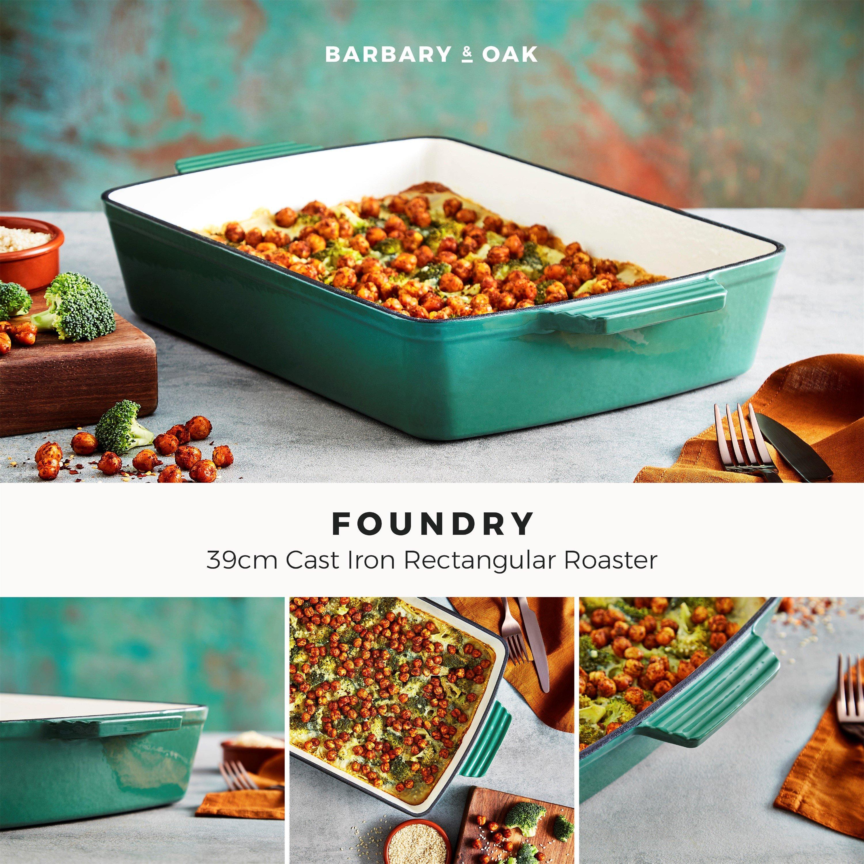 Green - Barbary And Oak - Foundry 39cm Cast Iron Roaster Verdigris Green - 2