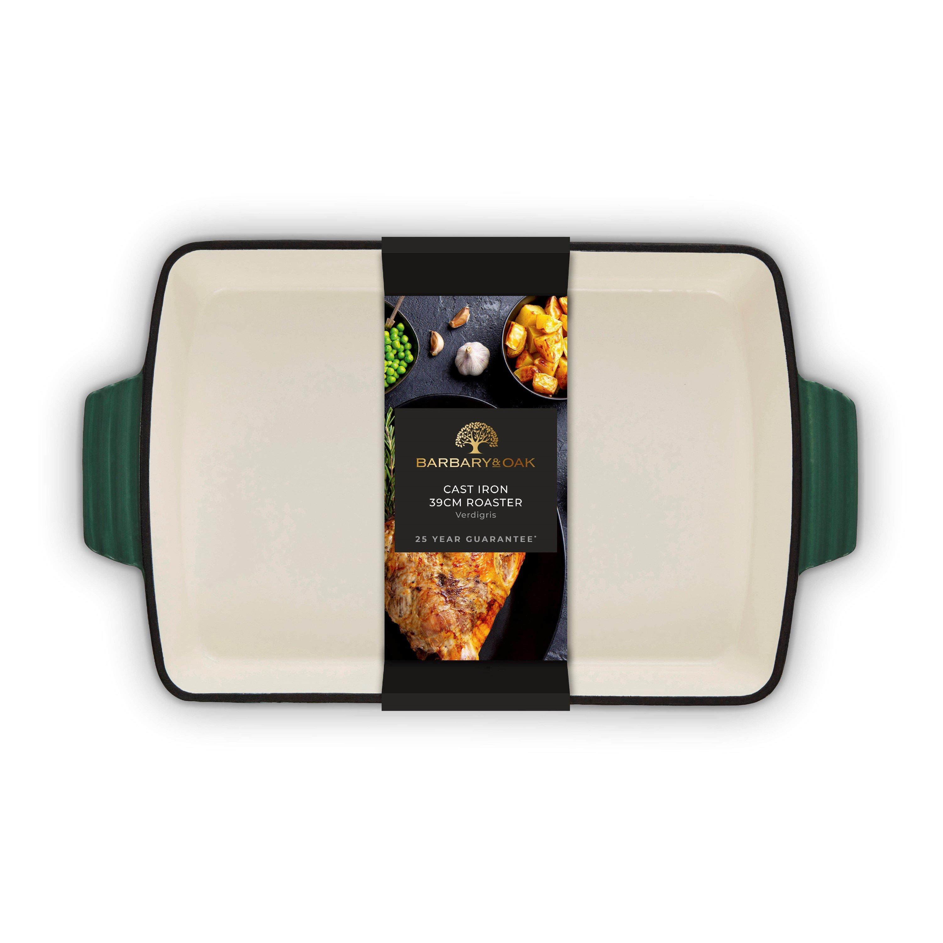 Green - Barbary And Oak - Foundry 39cm Cast Iron Roaster Verdigris Green - 12