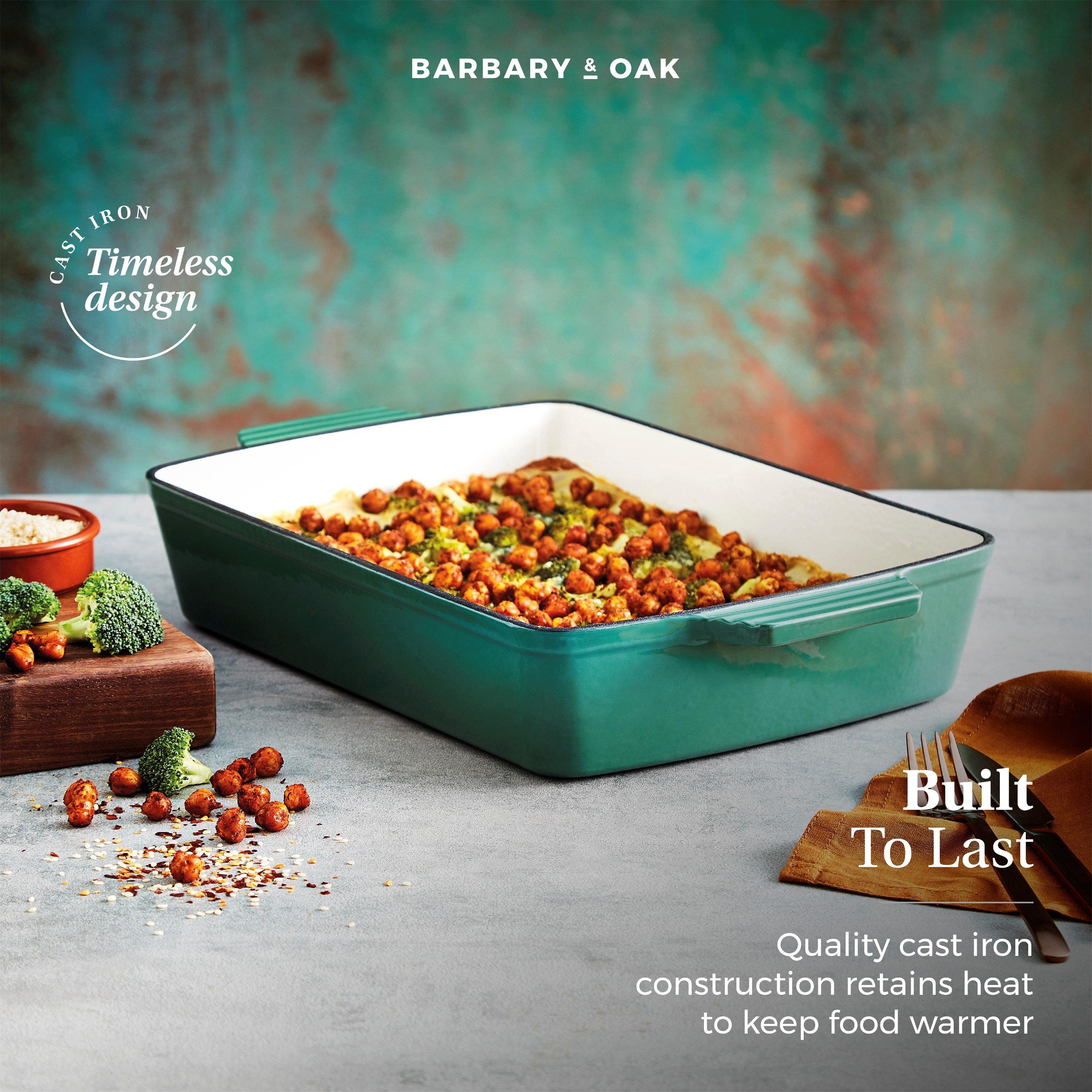 Green - Barbary And Oak - Foundry 39cm Cast Iron Roaster Verdigris Green - 3