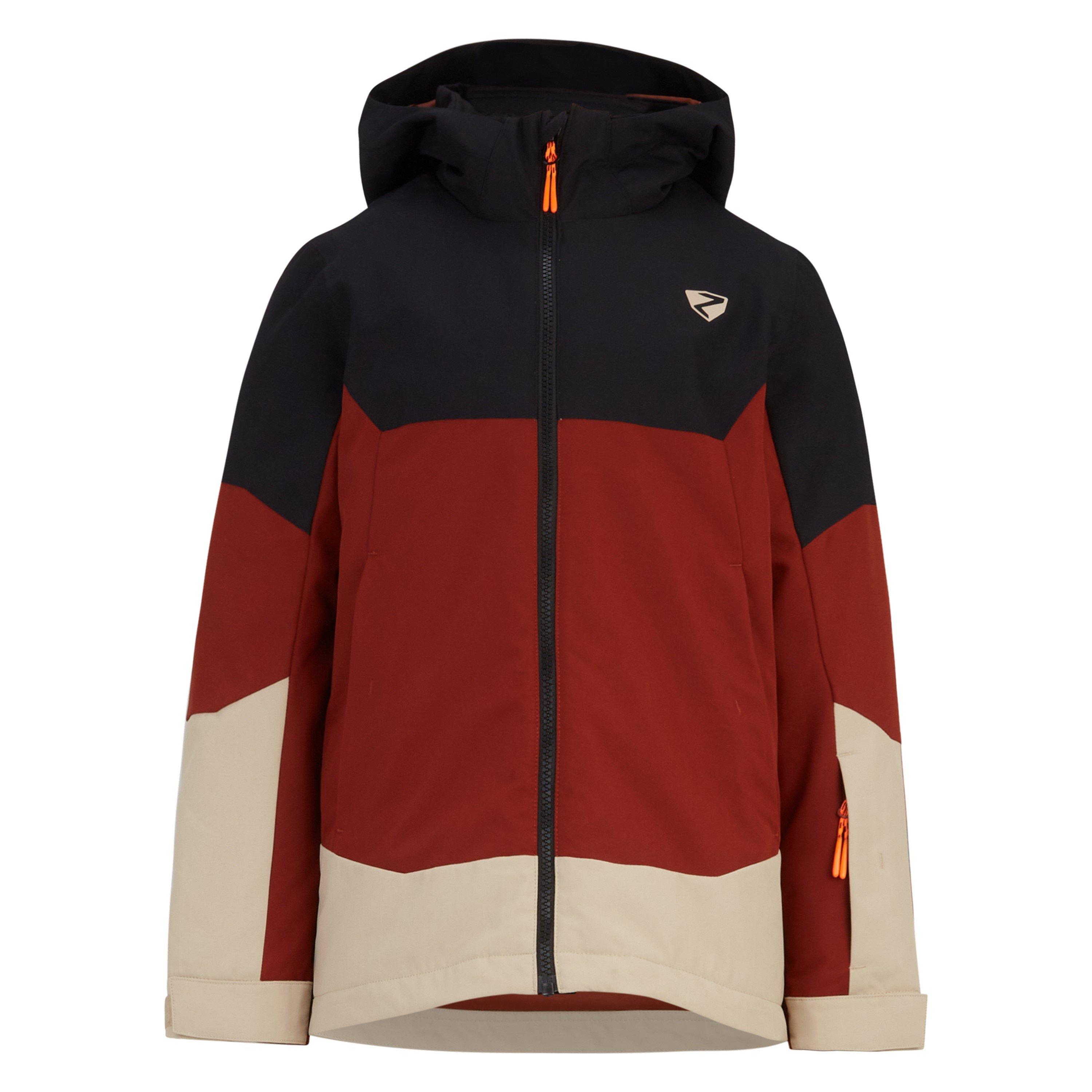 Black/Brown - Ziener - Kids' Agimo Weather-Resistant Ski Jacket - 1