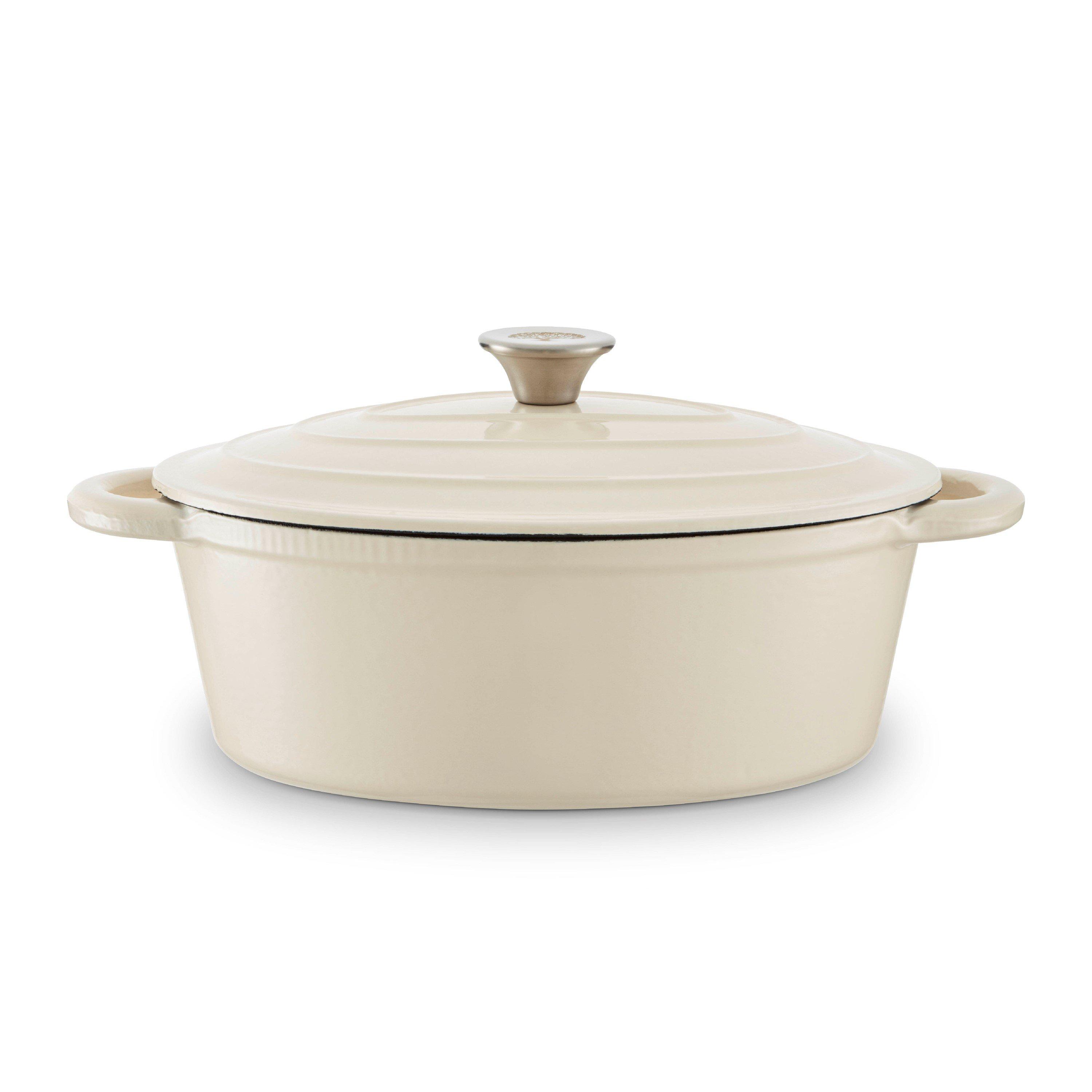 Barbary And Oak Foundry 29Cm Oval Cast Iron Casserole Camembert Cr - Cream - Medium