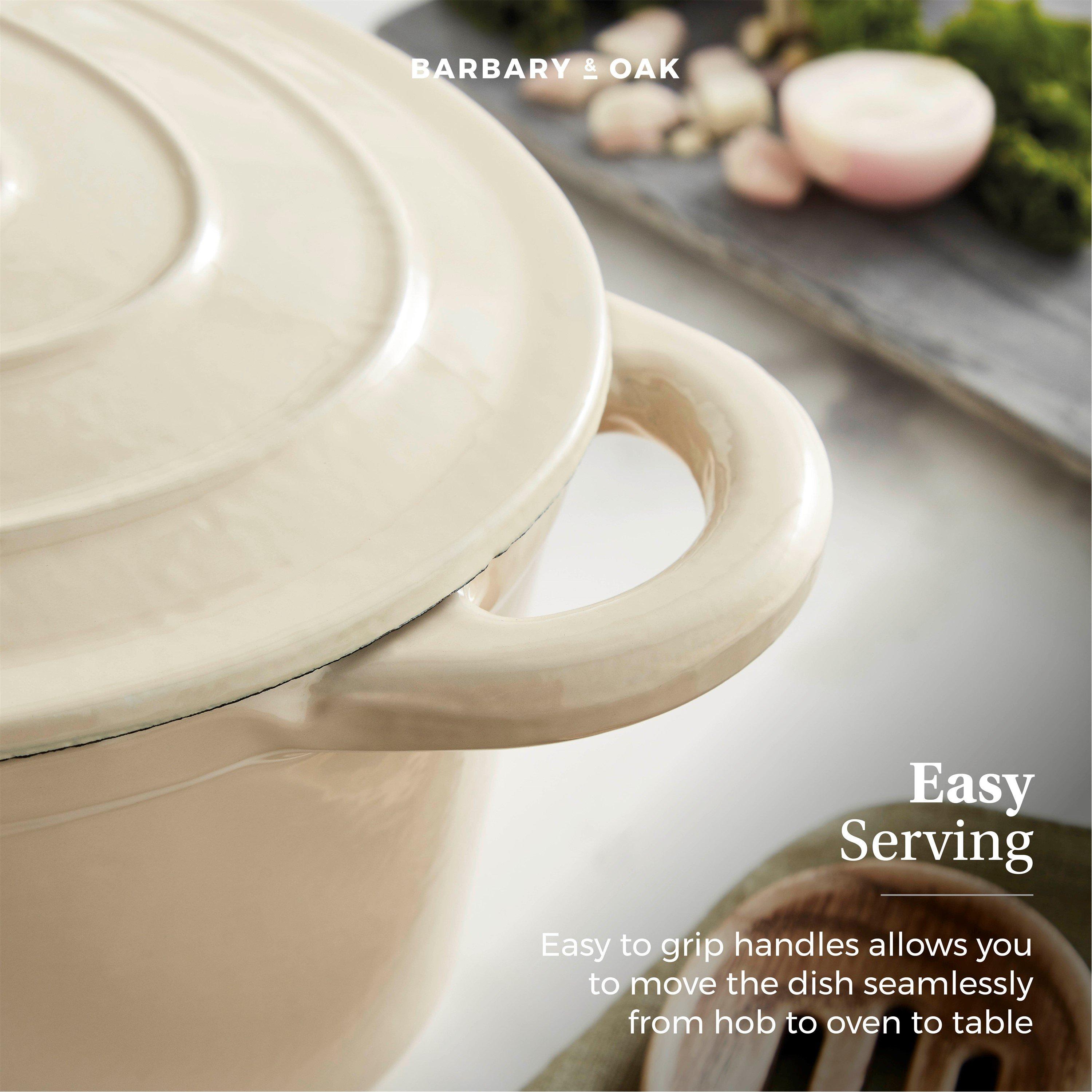 Cream - Barbary And Oak - Foundry 29cm Oval Cast Iron Casserole Camembert Cr - 7