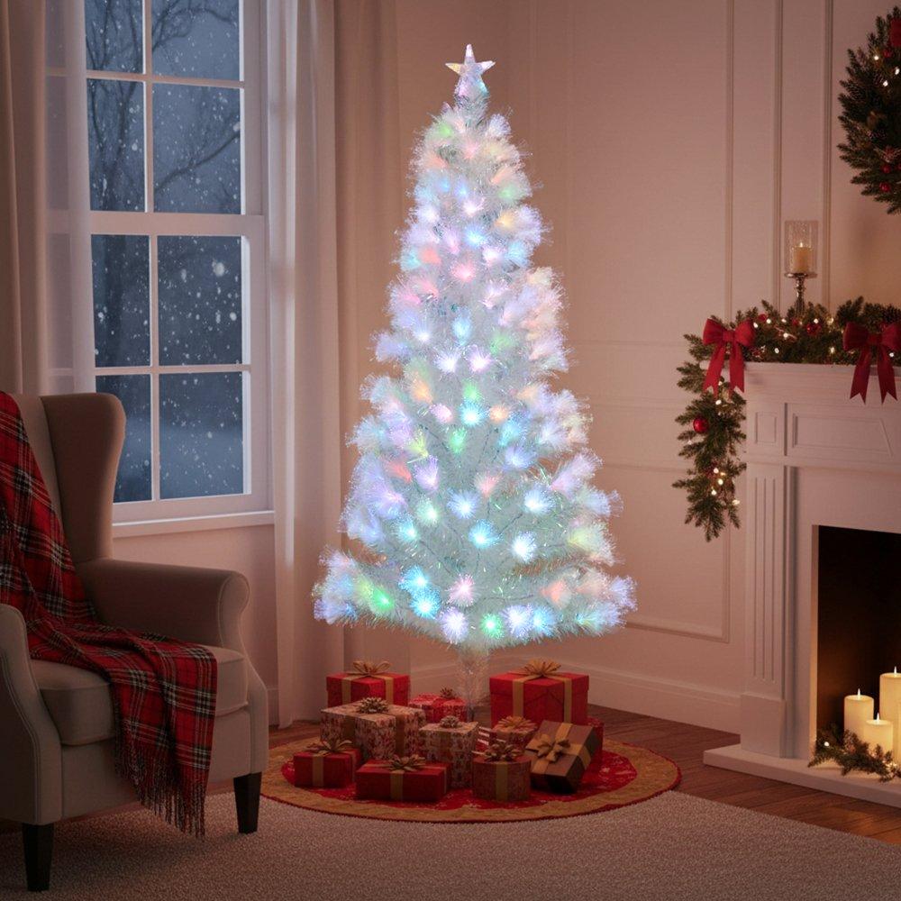 White - LIFE IDEAS - Pre-Lit Christmas Tree with Foldable Metal Stand - 1