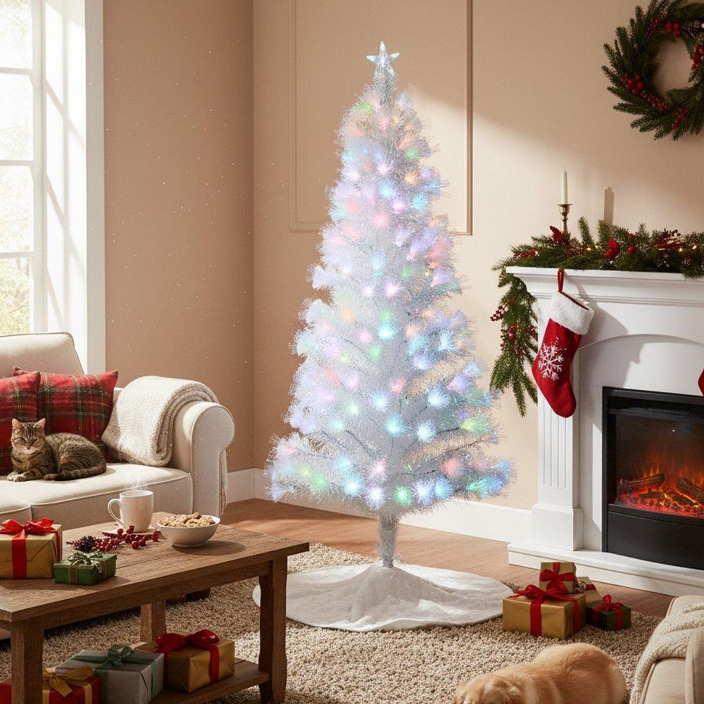 White - LIFE IDEAS - Pre-Lit Christmas Tree with Foldable Metal Stand - 14