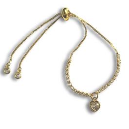 Aye Do Cubic Zirconia Heart Gold Diamante Slider Bracelet