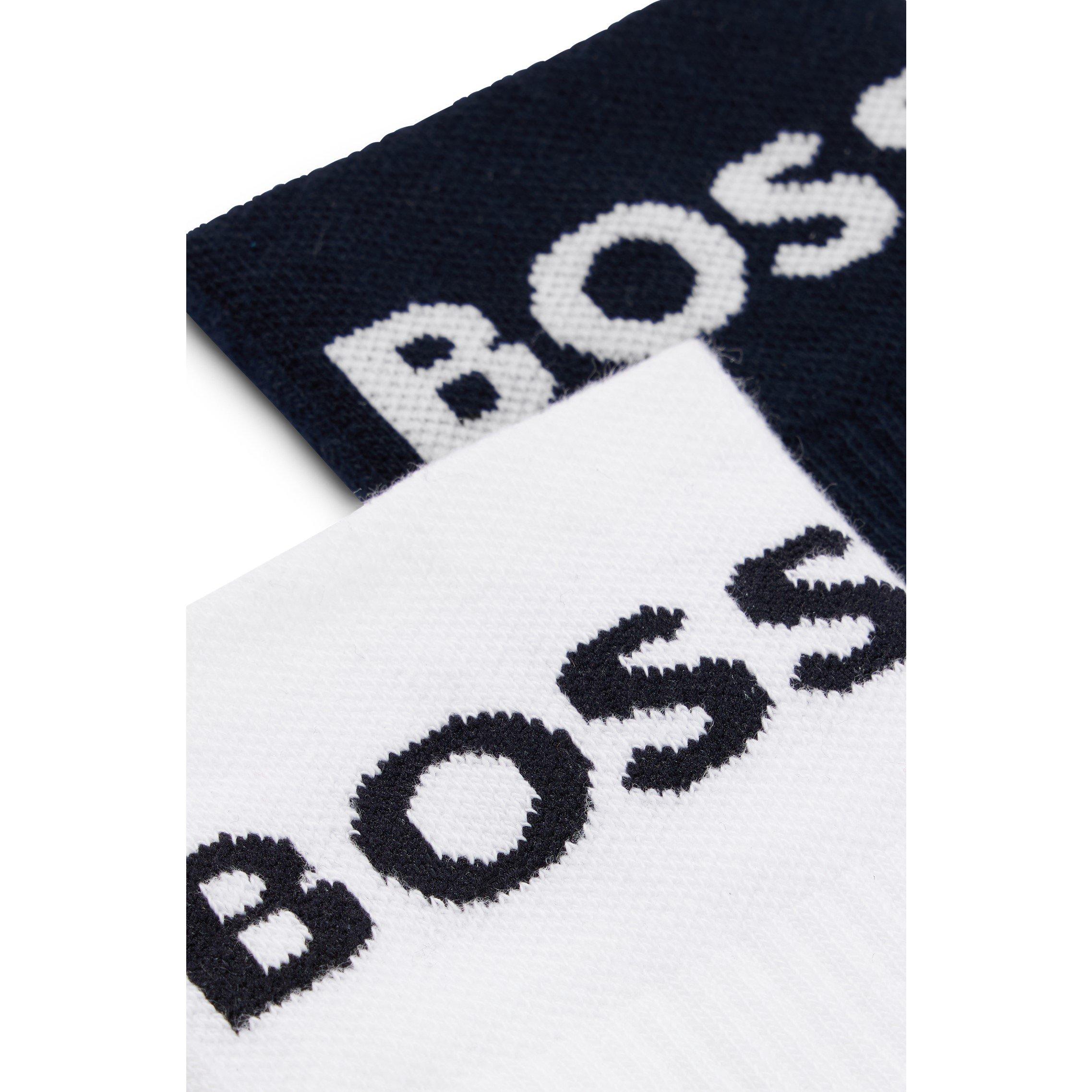 White/Dark Blue - Boss - 2 Pack Sport Crew Socks Mens - 2