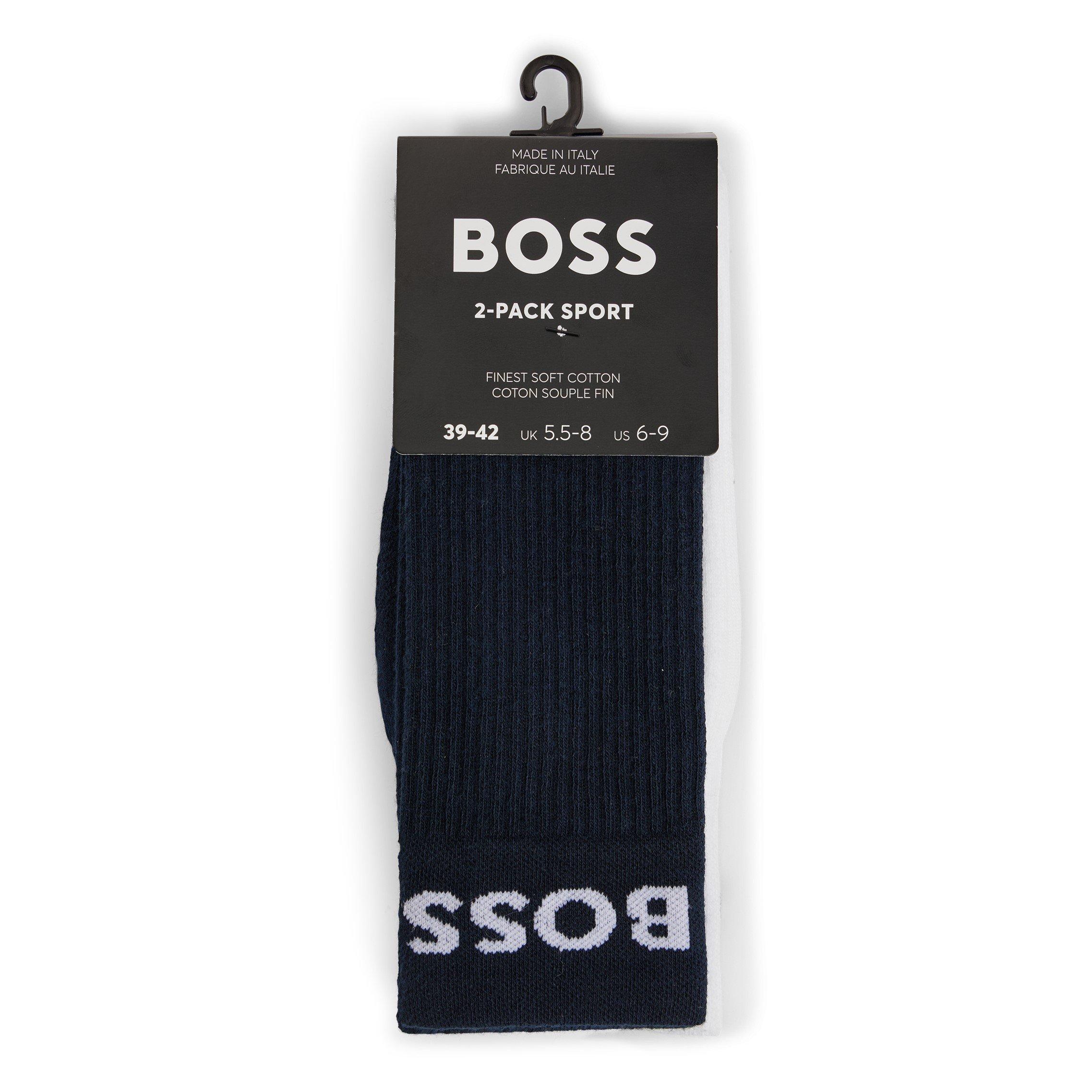 White/Dark Blue - Boss - 2 Pack Sport Crew Socks Mens - 3