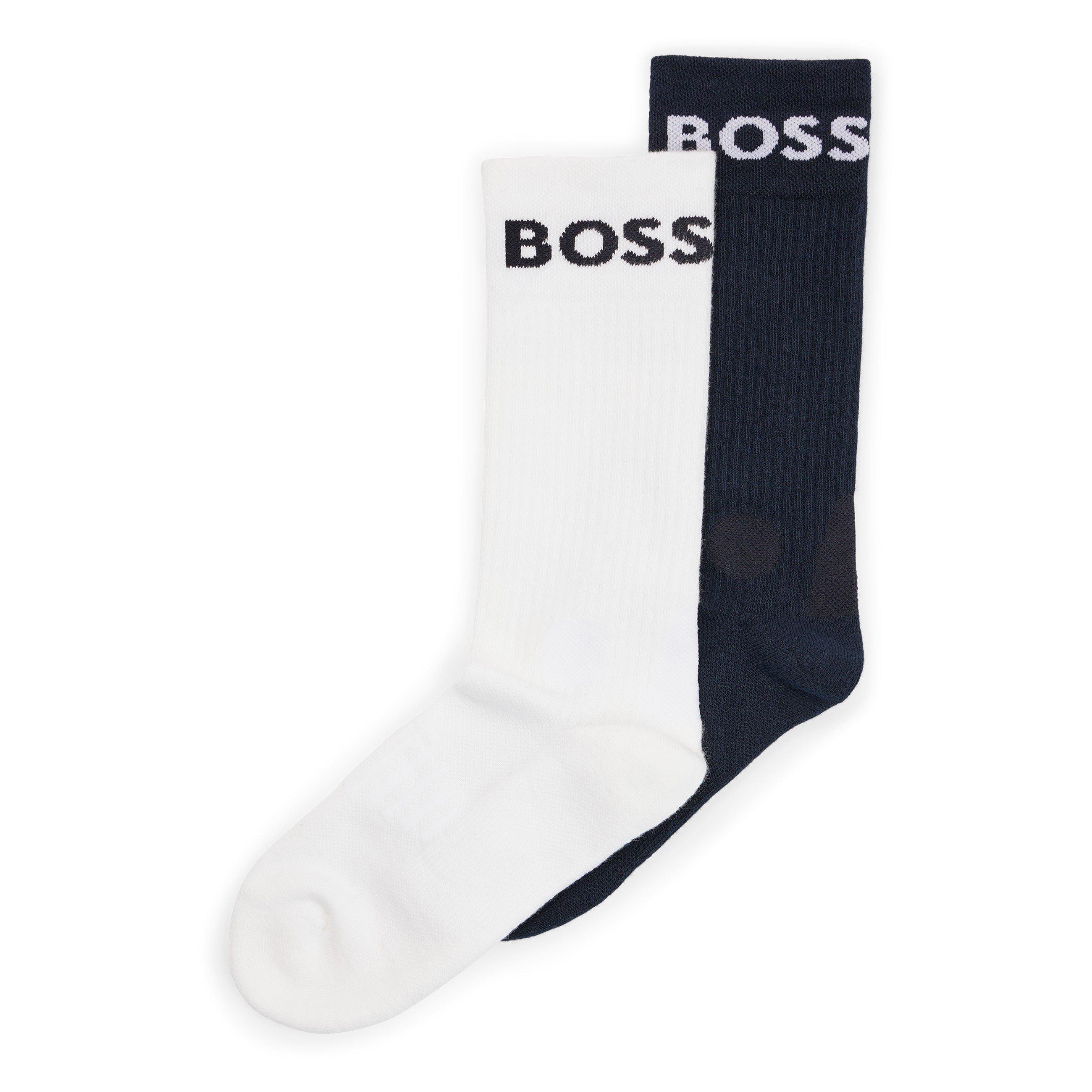 White/Dark Blue - Boss - 2 Pack Sport Crew Socks Mens - 4