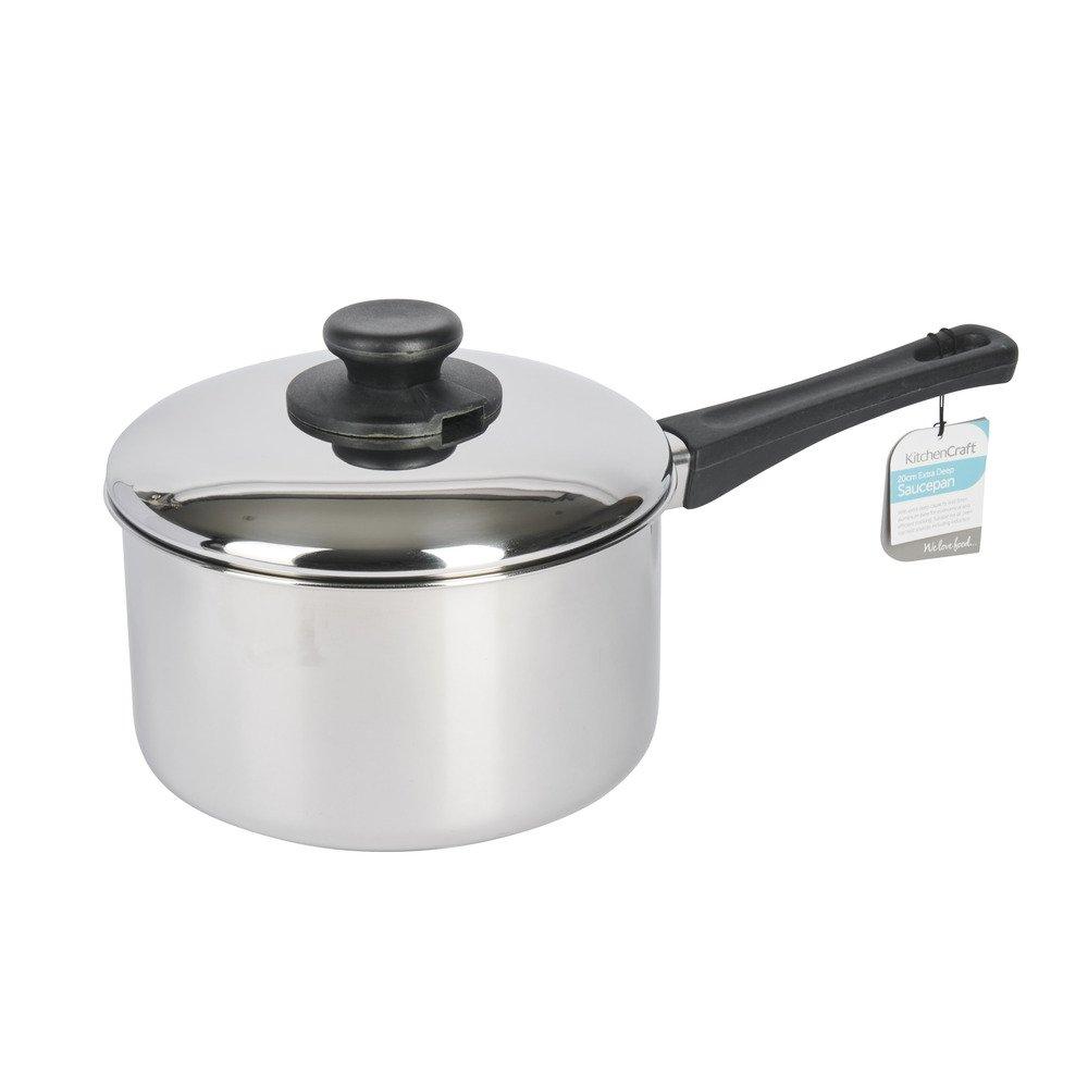 Silver - KitchenCraft - KitchenCraft Stainless Steel Extra Deep Saucepan - 5