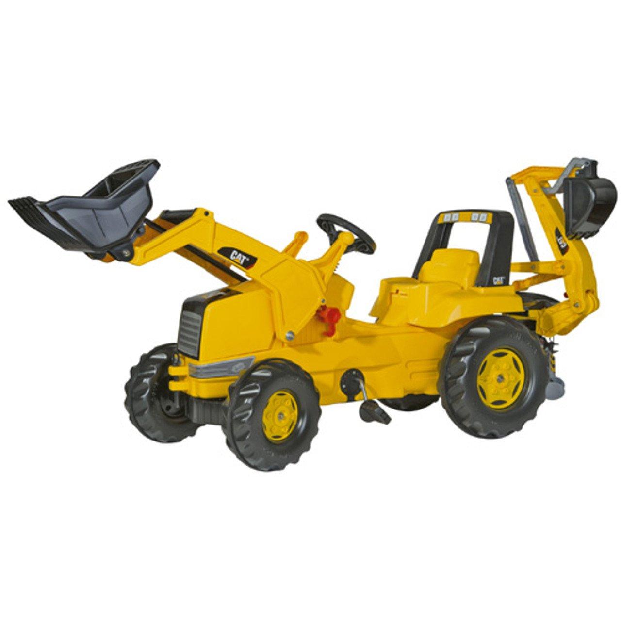 Yellow - rolly toys - CAT Tractor with Frontloader & Rear Excavator