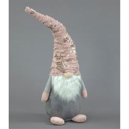 Snowtime 80cm Plush Pink and Grey Santa Decoration