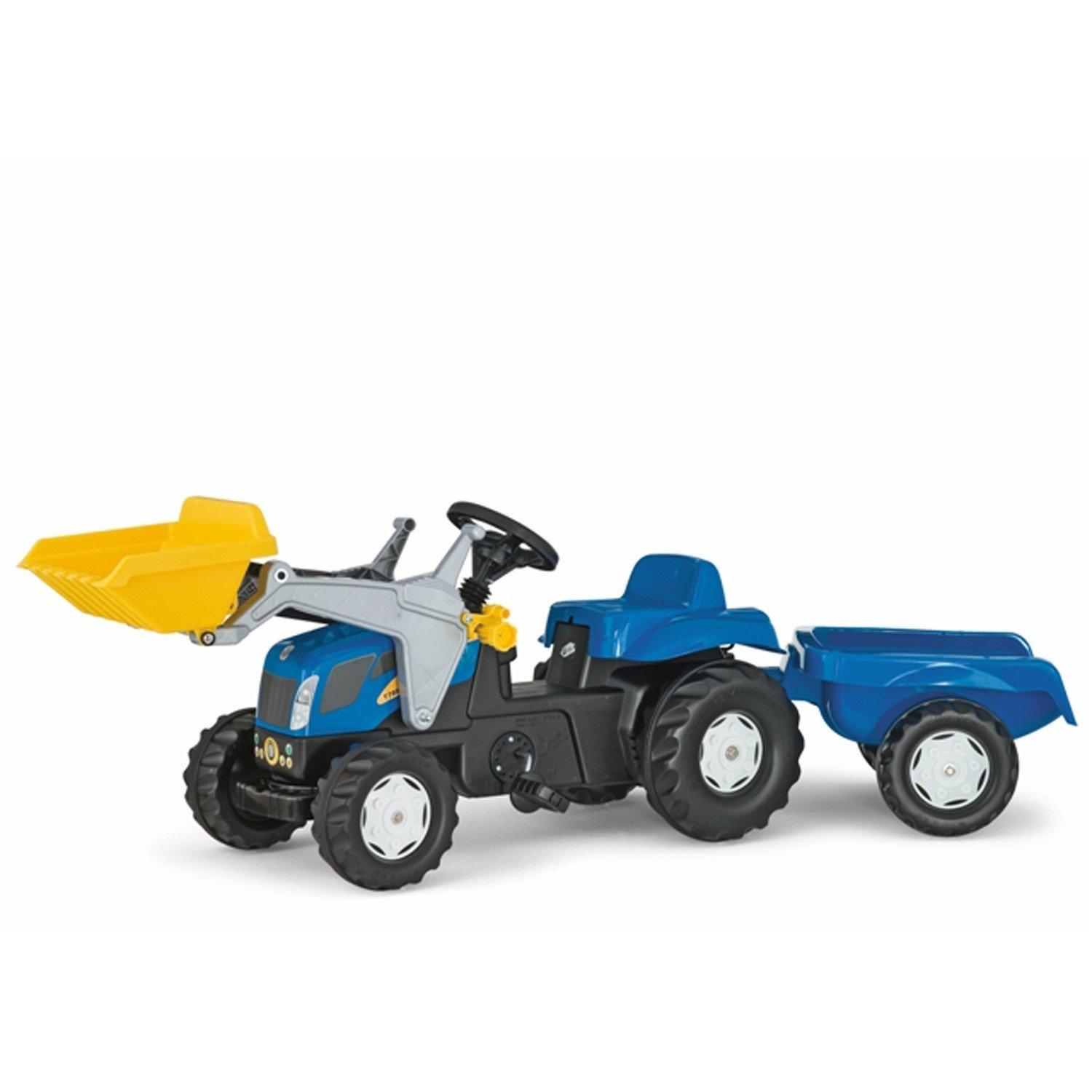 Blue - rolly toys - New Holland TVT 190 Tractor with Frontloader & Tra - 1