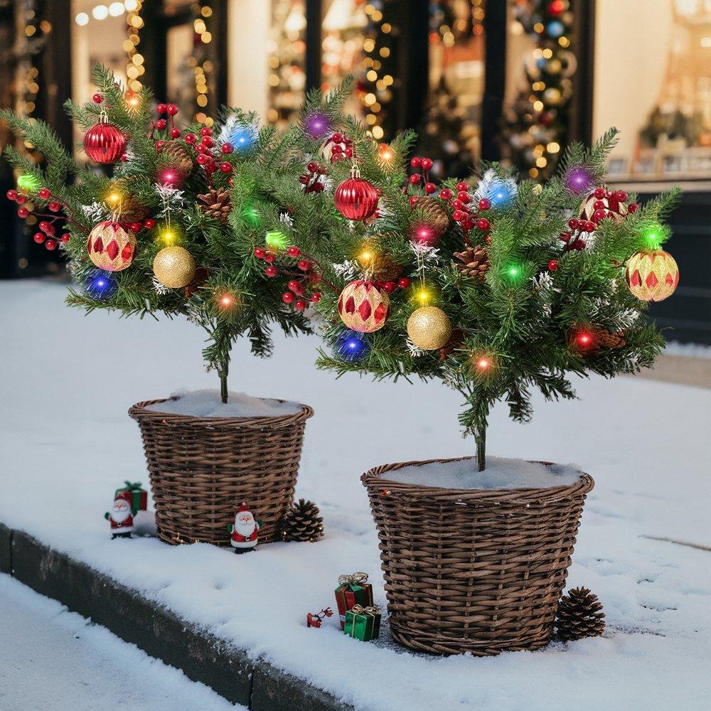 Green - LIFE IDEAS - Christmas Tree Ground Stake with Light and Timer - 1
