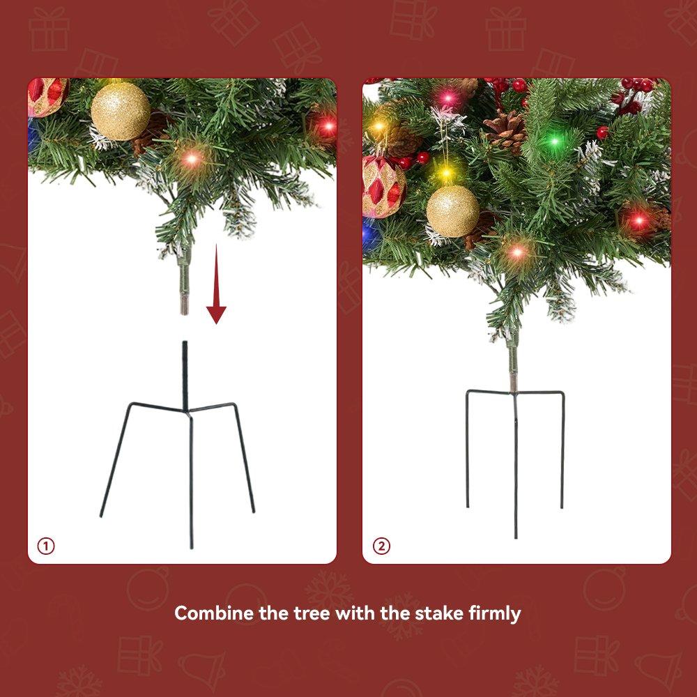 Green - LIFE IDEAS - Christmas Tree Ground Stake with Light and Timer - 5