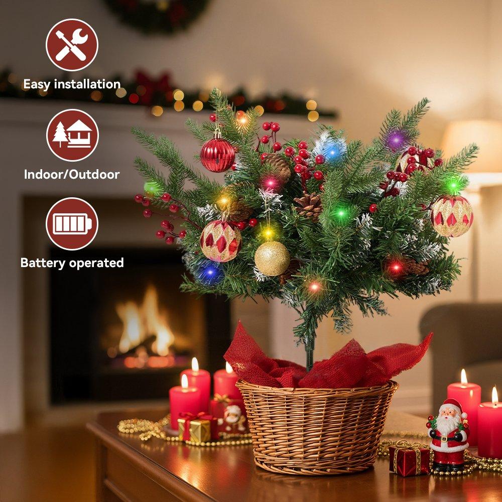 Green - LIFE IDEAS - Christmas Tree Ground Stake with Light and Timer - 6