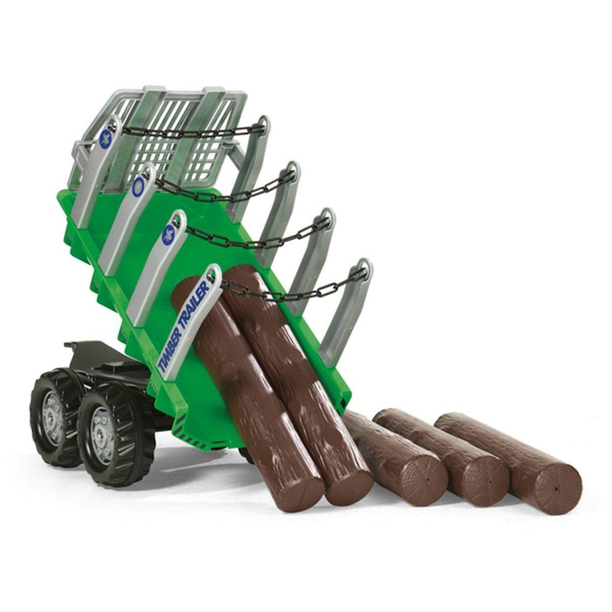 Green - rolly toys - Timber Trailer Green & 5 Logs