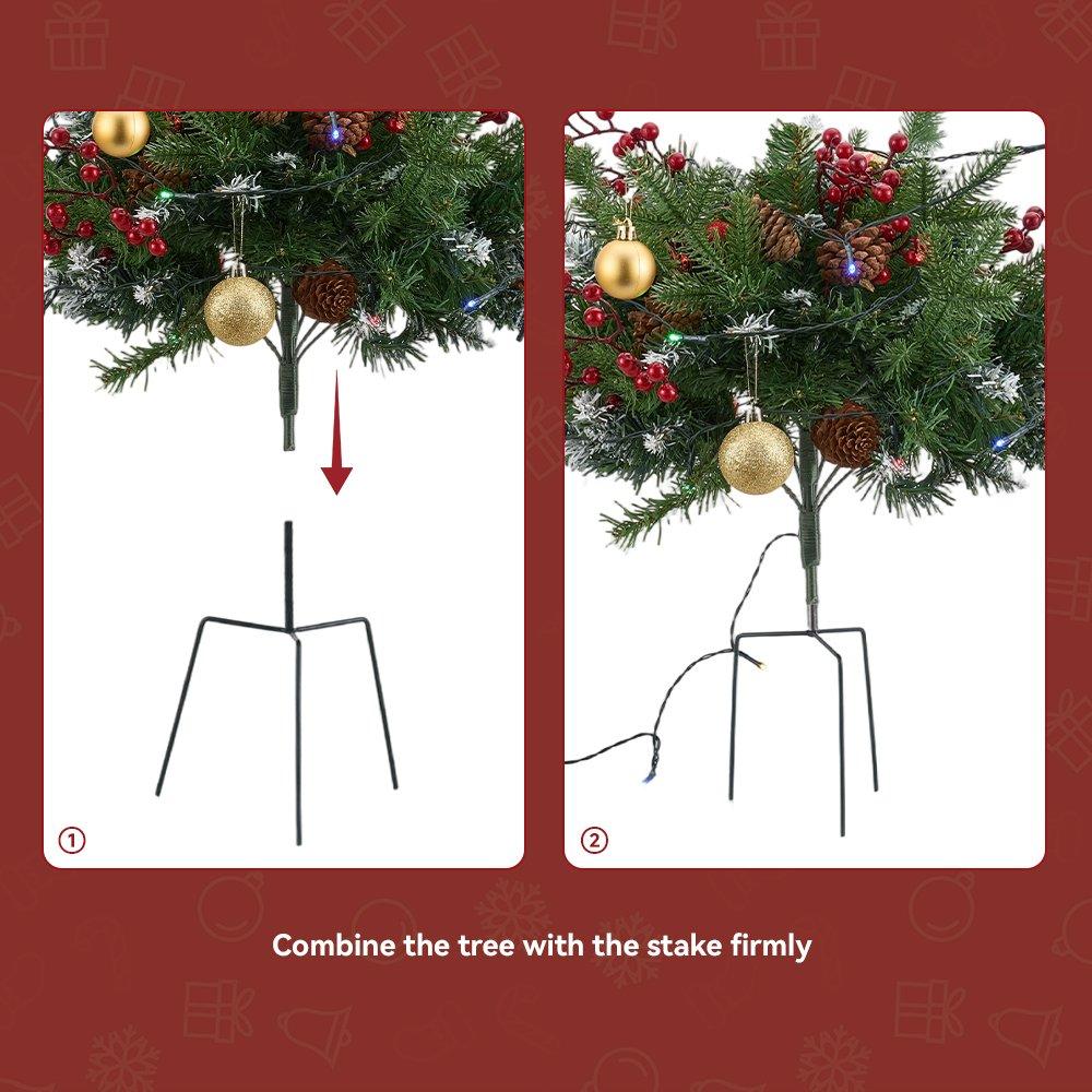 Green - LIFE IDEAS - Christmas Tree Ground Stake with Light and Timer - 7