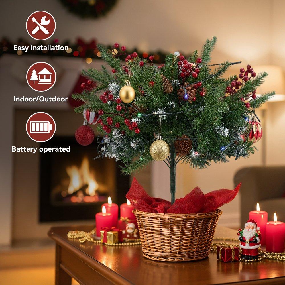 Green - LIFE IDEAS - Christmas Tree Ground Stake with Light and Timer - 8
