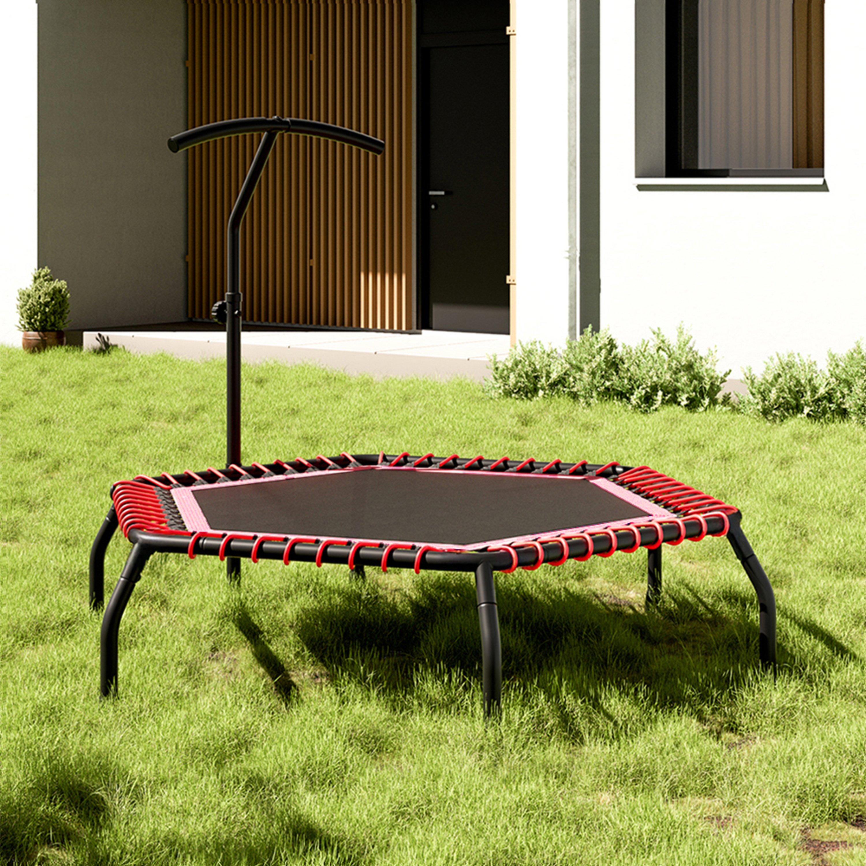 Black/Red - LIFE IDEAS SPORT - 48in Bungee Cords Hexagonal Trampoline - 2