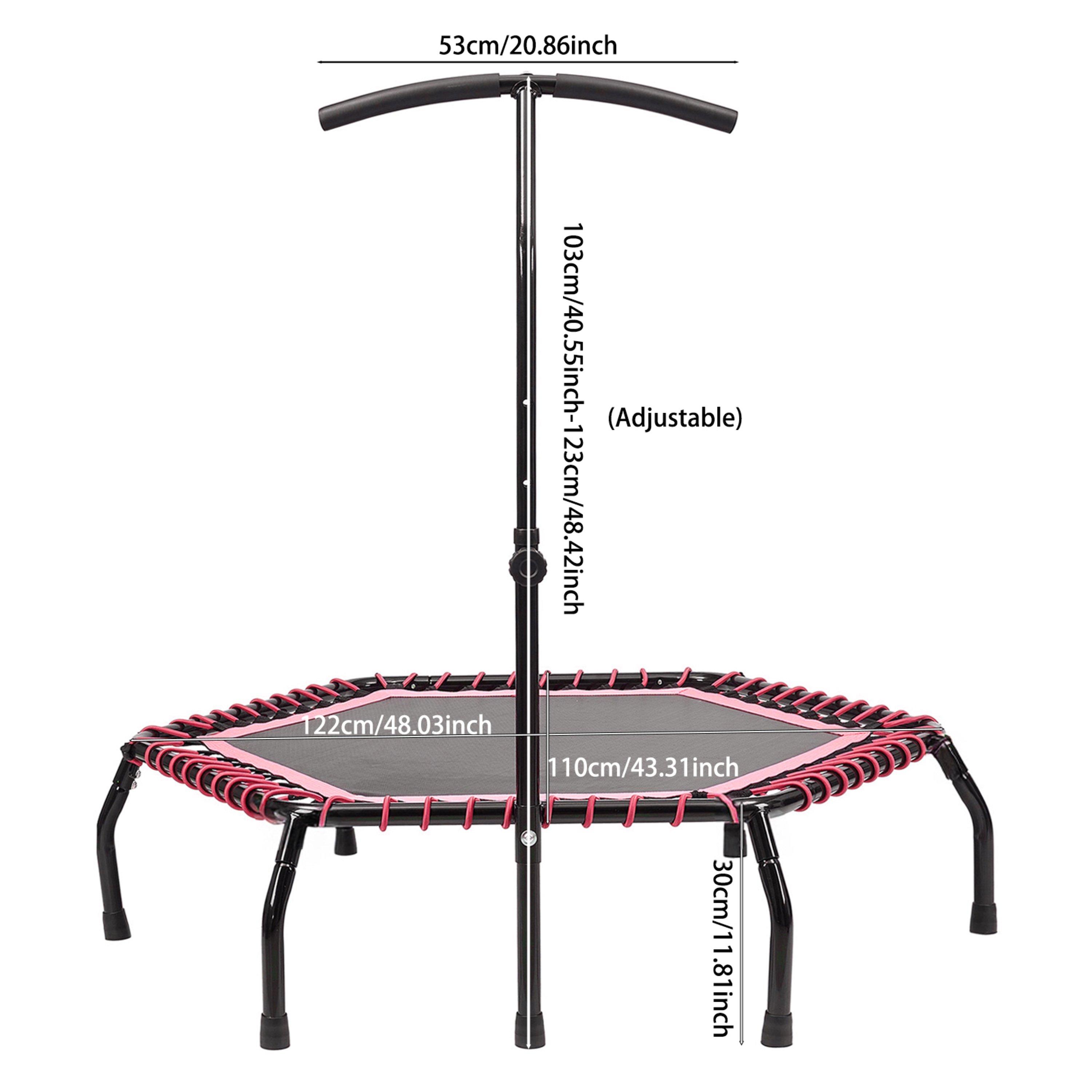 Black/Red - LIFE IDEAS SPORT - 48in Bungee Cords Hexagonal Trampoline - 3