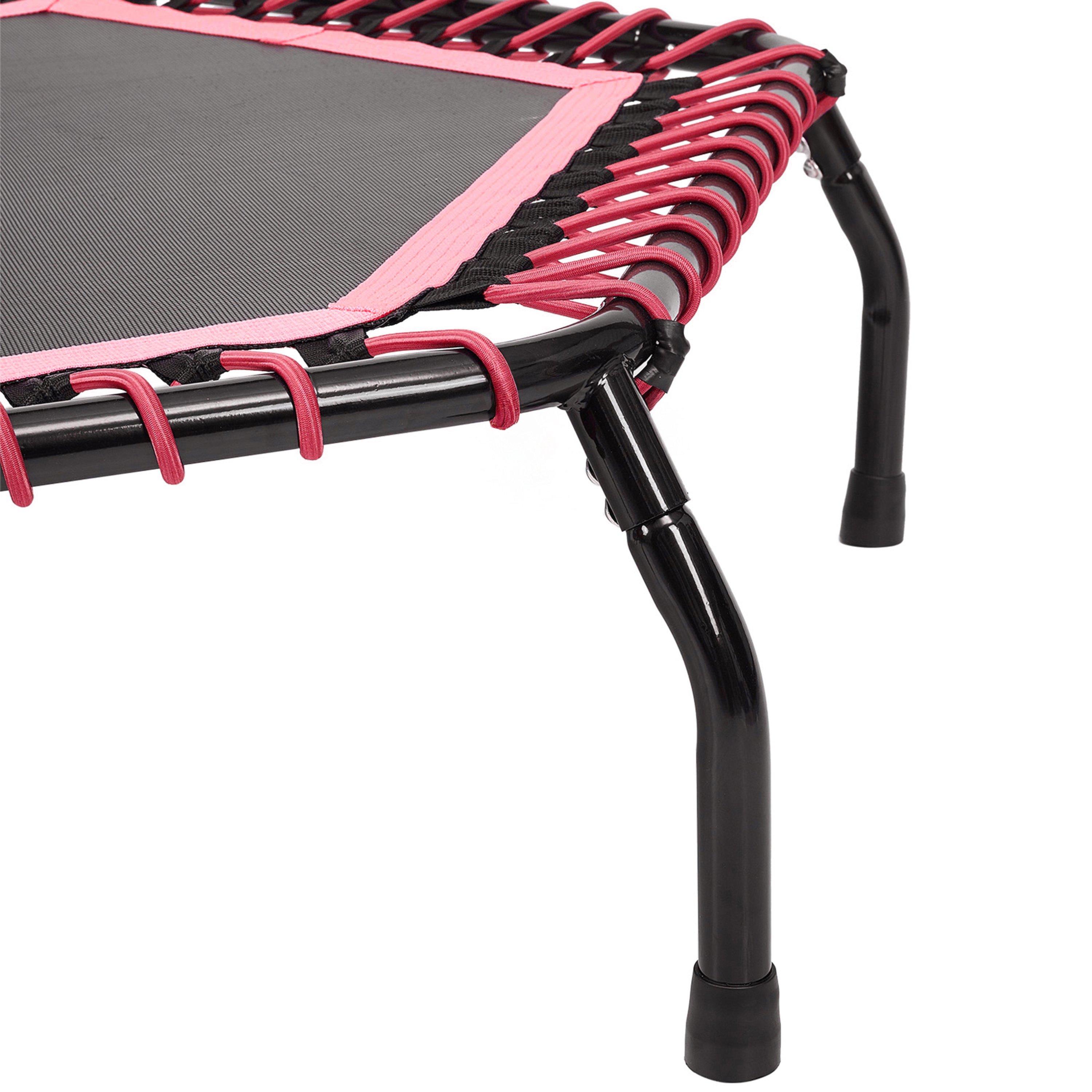 Black/Red - LIFE IDEAS SPORT - 48in Bungee Cords Hexagonal Trampoline - 10
