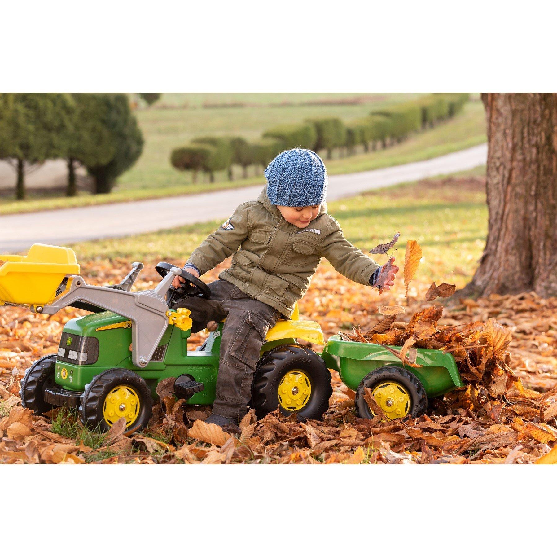 Green - rolly toys - Rolly Kid JD with  Frontloader & Trailer - 5