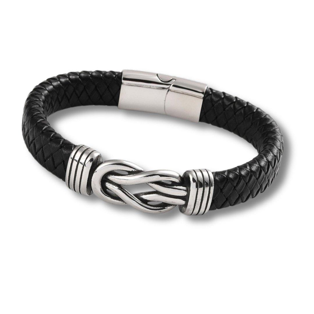 Black - Aye Do Gifts - Mens Leather Infinity Bracelet 1915-NP-MLEAINFB - 1