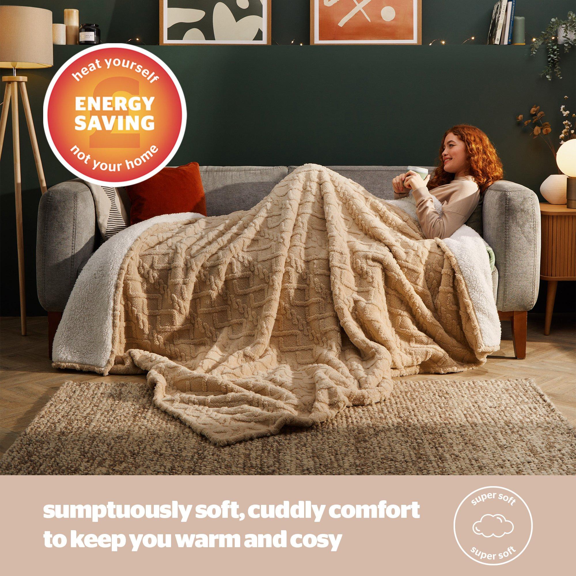Natural - Silentnight - Snugsie Cable Knit Blanket - 2
