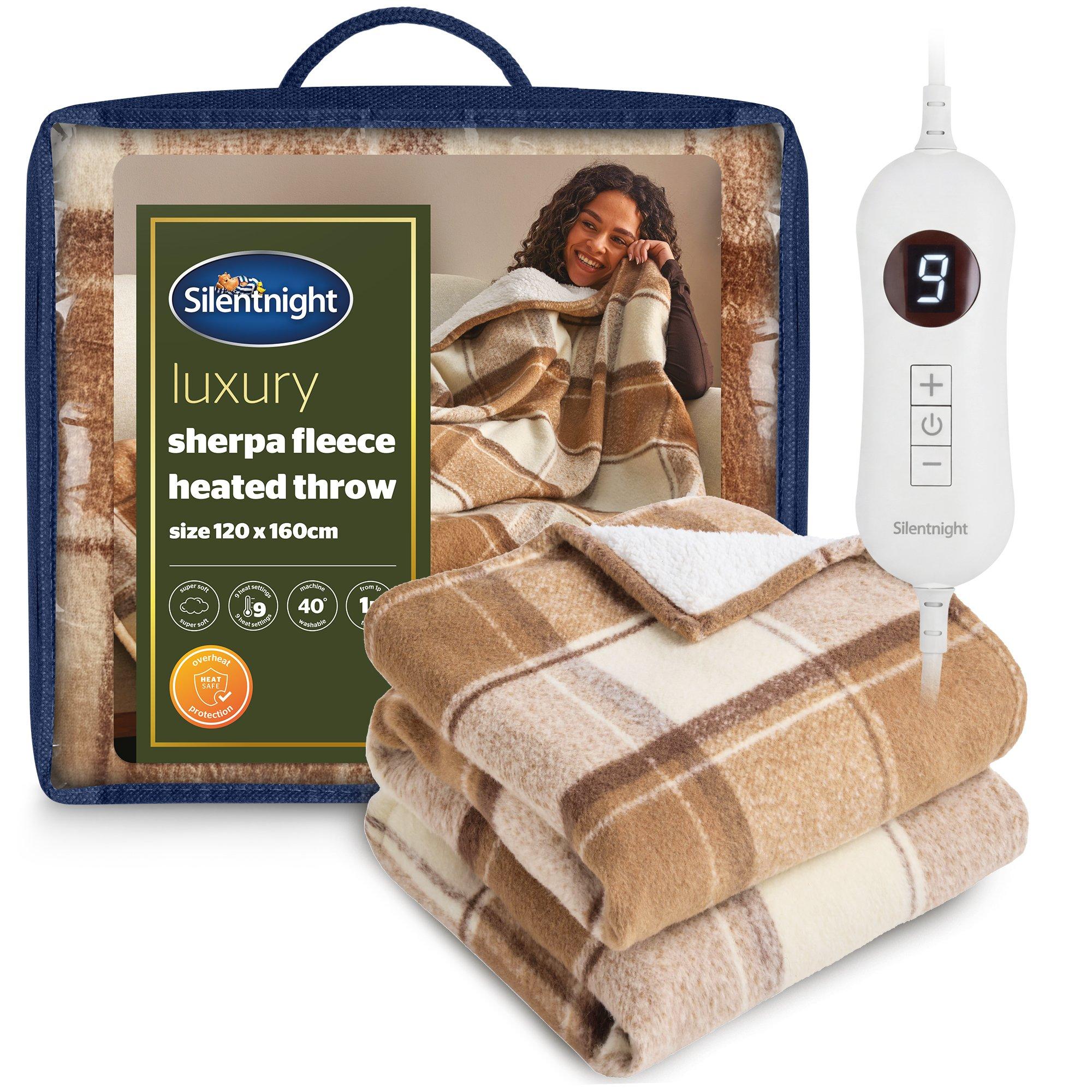Check - Silentnight - Sherpa Check Fleece Heated Throw - 1