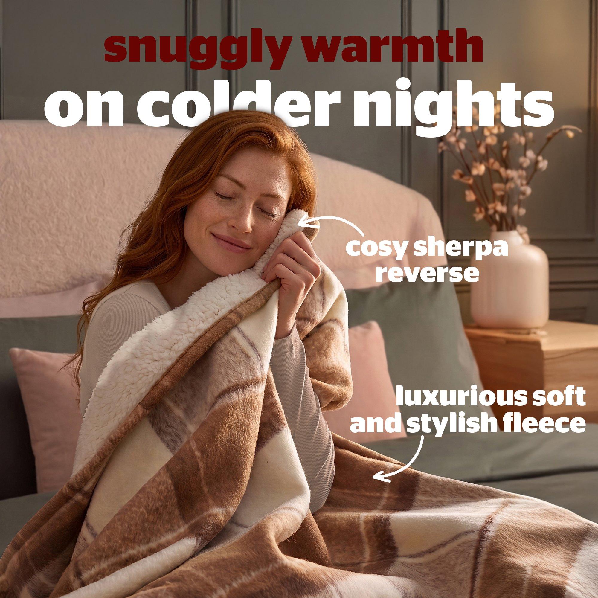 Check - Silentnight - Sherpa Check Fleece Heated Throw - 3