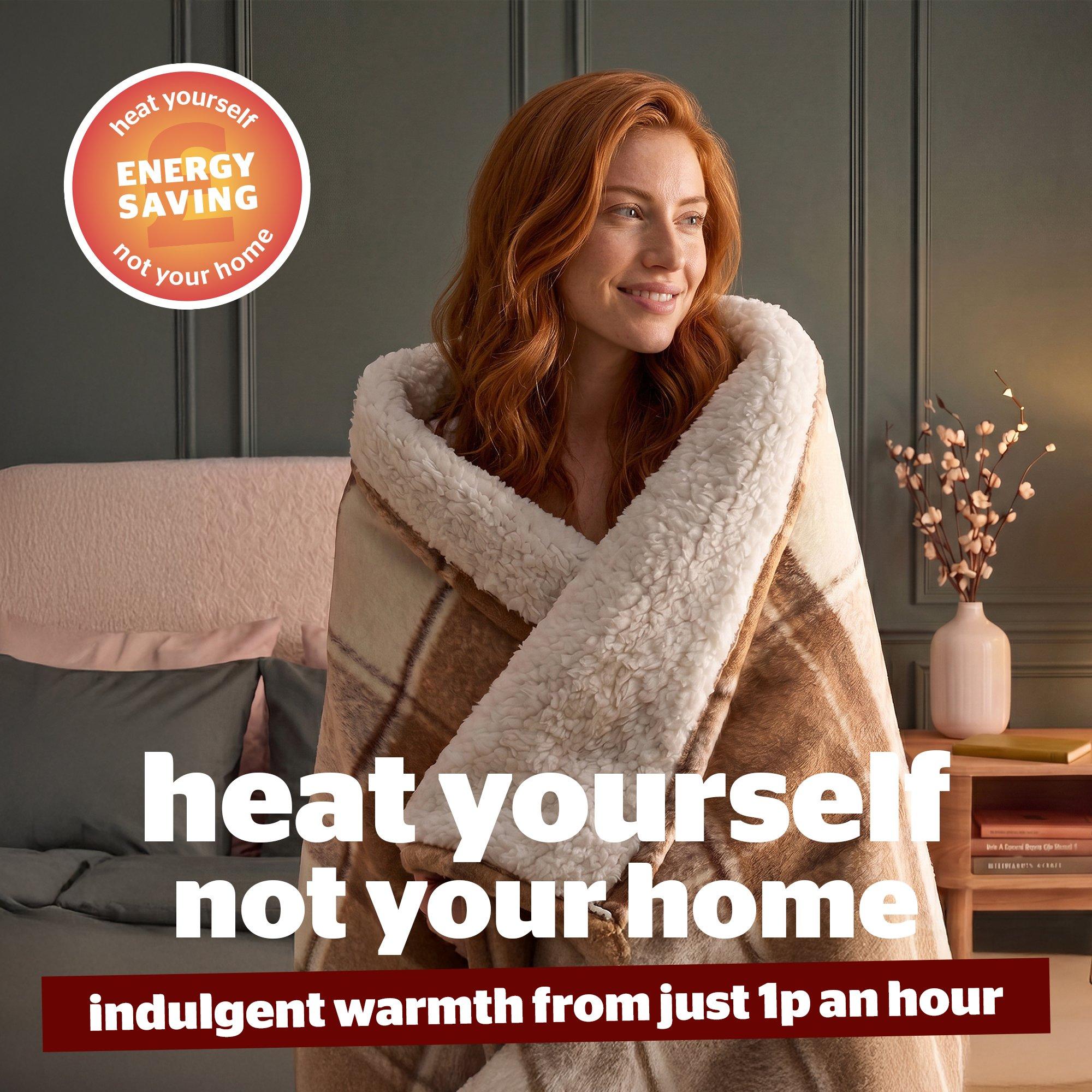 Check - Silentnight - Sherpa Check Fleece Heated Throw - 7