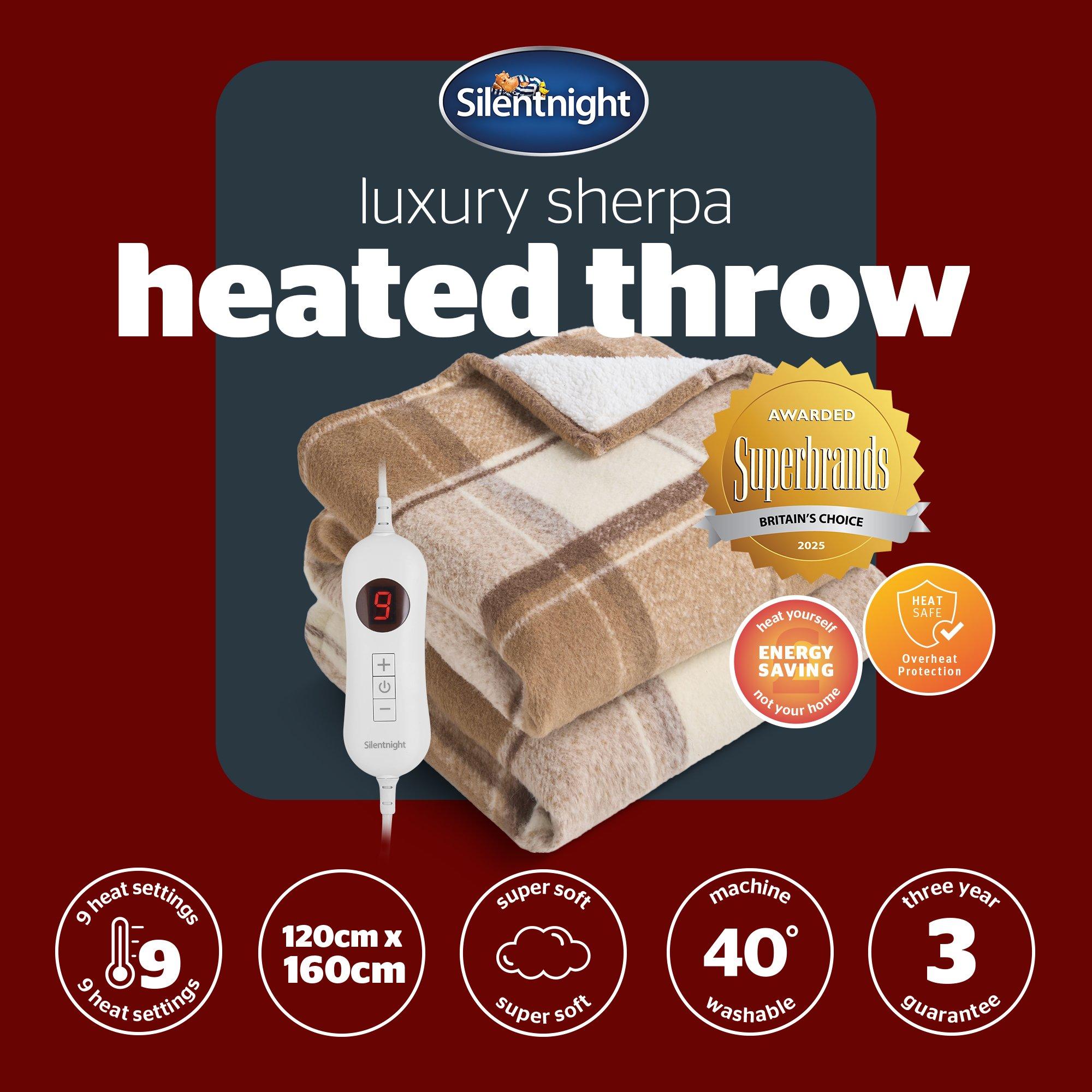 Check - Silentnight - Sherpa Check Fleece Heated Throw - 8